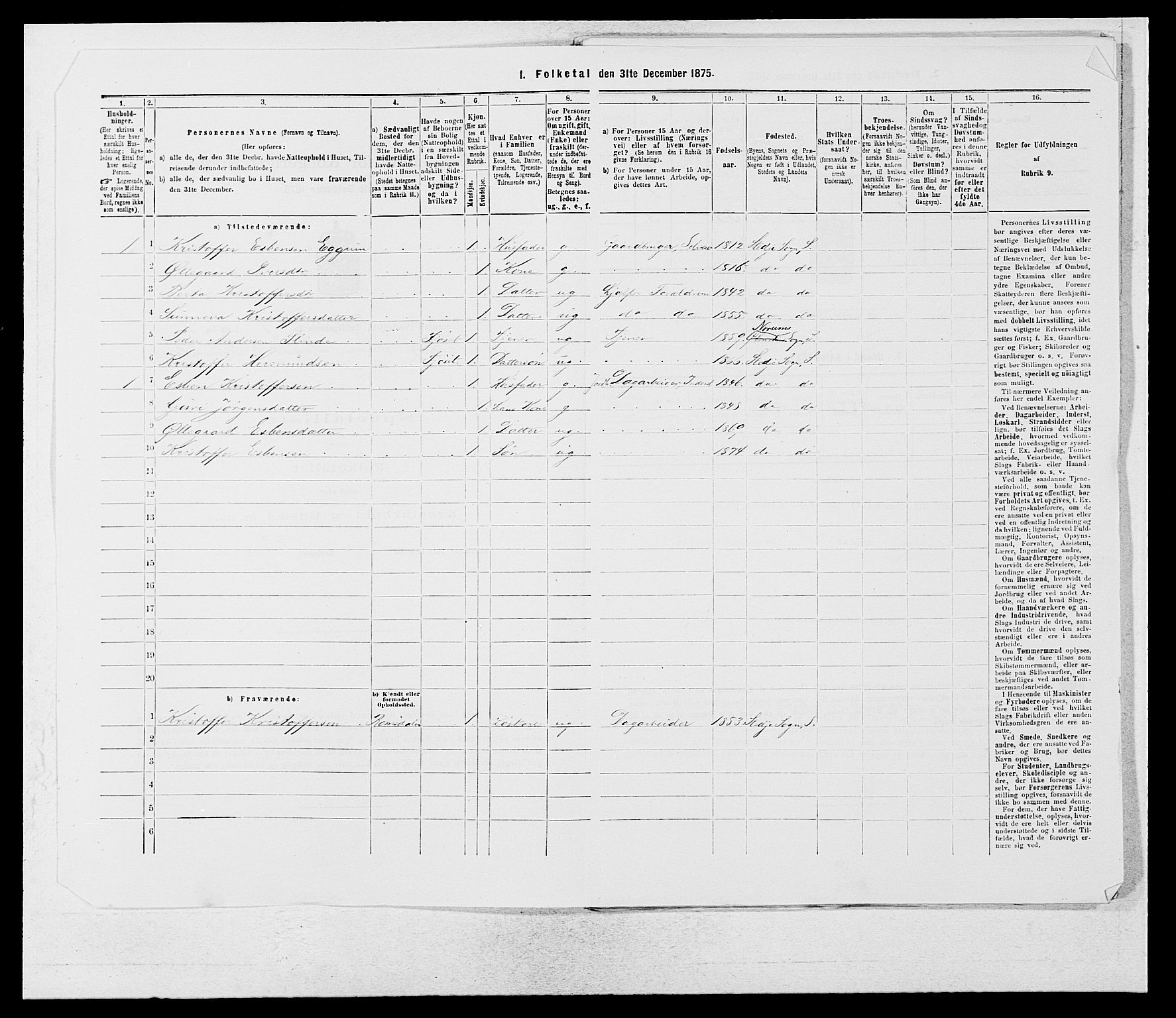 SAB, 1875 census for 1420P Sogndal, 1875, p. 699