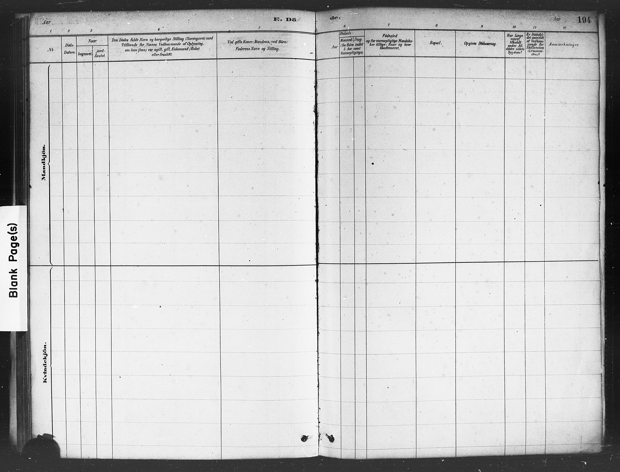 Asker prestekontor Kirkebøker, SAO/A-10256a/F/Fc/L0001: Parish register (official) no. III 1, 1879-1892, p. 194