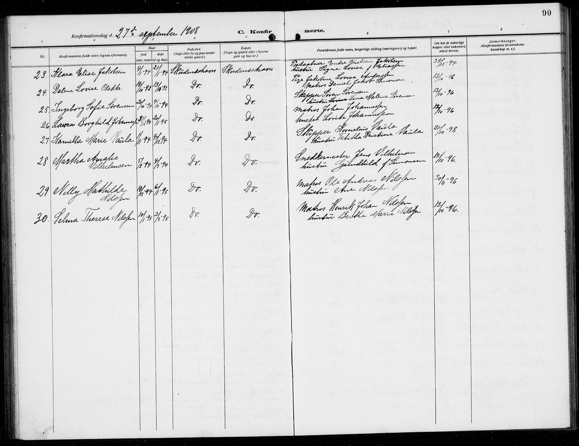 Skudenes sokneprestkontor, AV/SAST-A -101849/H/Ha/Hab/L0010: Parish register (copy) no. B 10, 1908-1936, p. 90