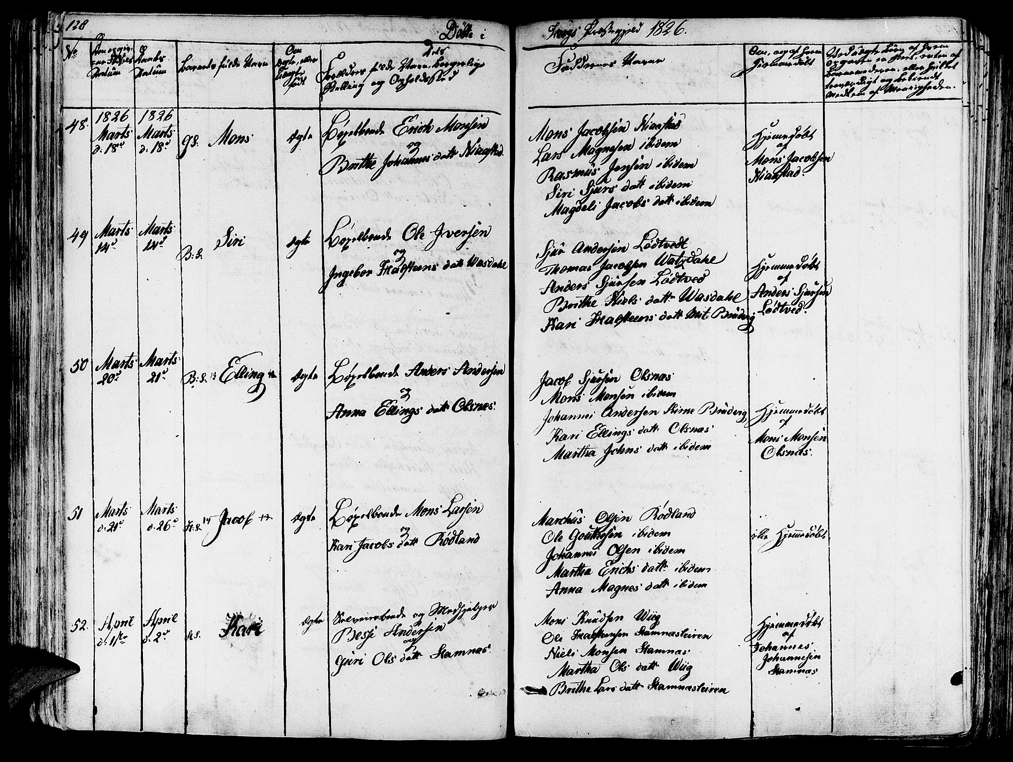 Haus sokneprestembete, SAB/A-75601/H/Haa: Parish register (official) no. A 13, 1821-1827, p. 128