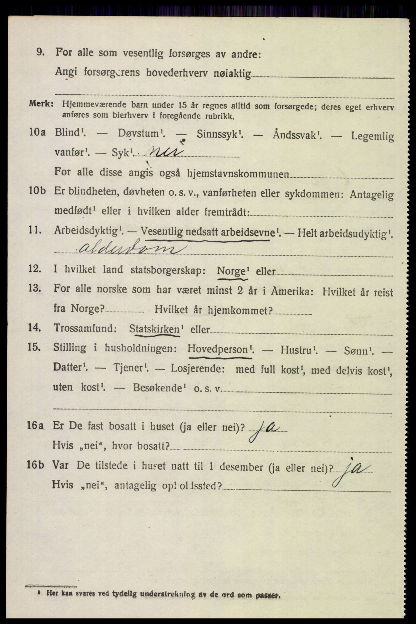 SAH, 1920 census for Elverum, 1920, p. 15585