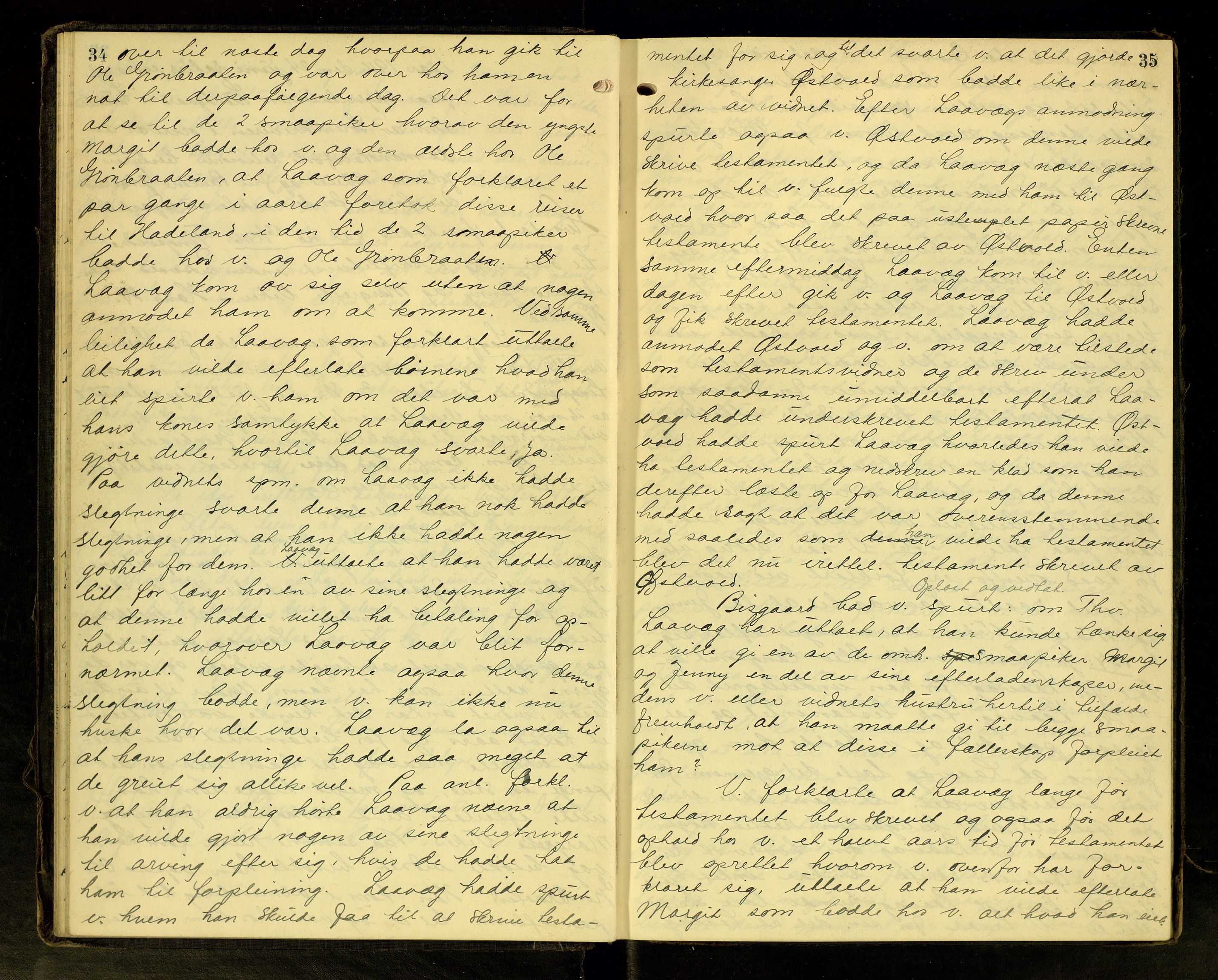Hadeland og Land tingrett, AV/SAH-TING-010/G/Gc/L0056: Ekstrarettsprotokoll, 1916-1918, p. 34-35