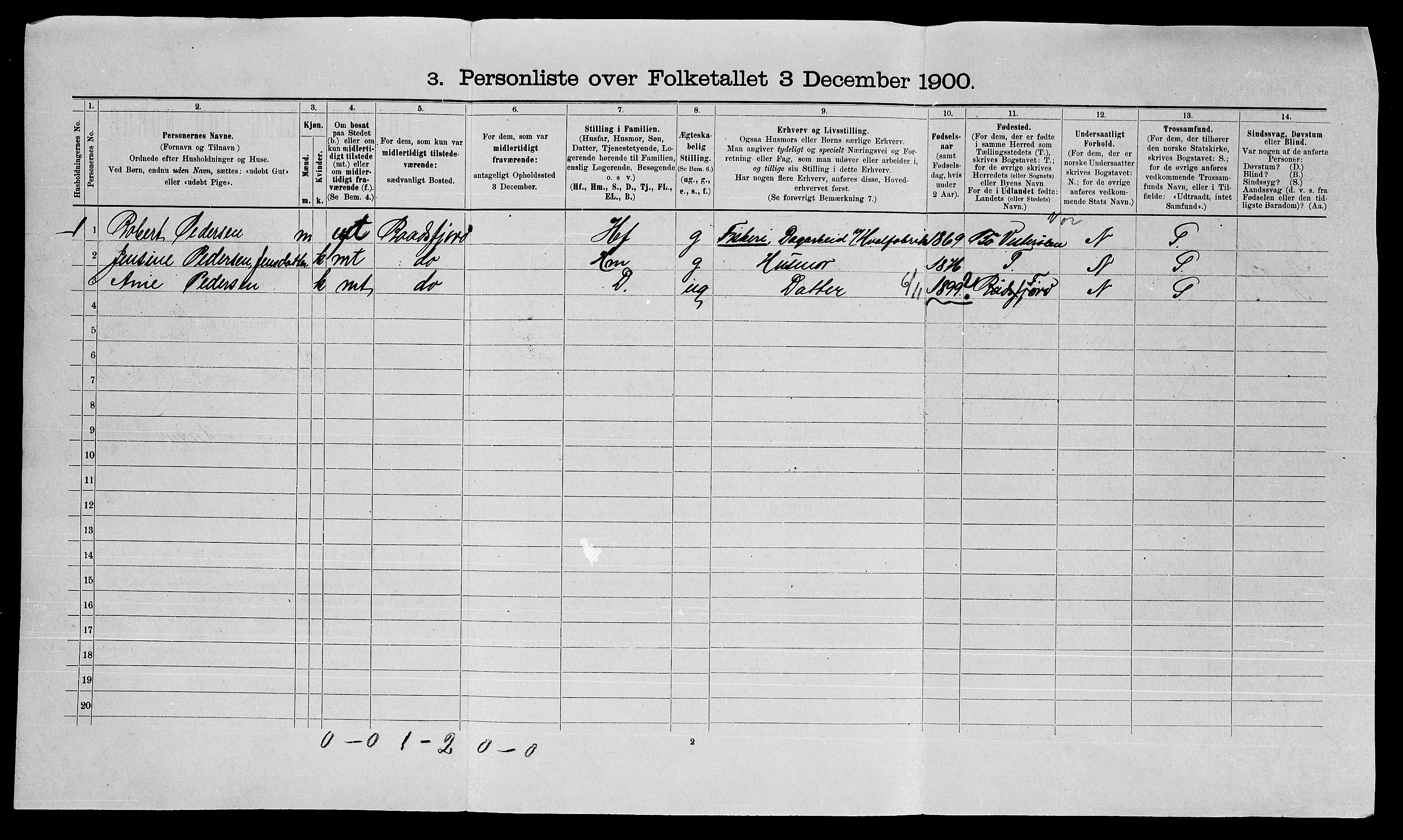 SATØ, 1900 census for Vardø, 1900, p. 397