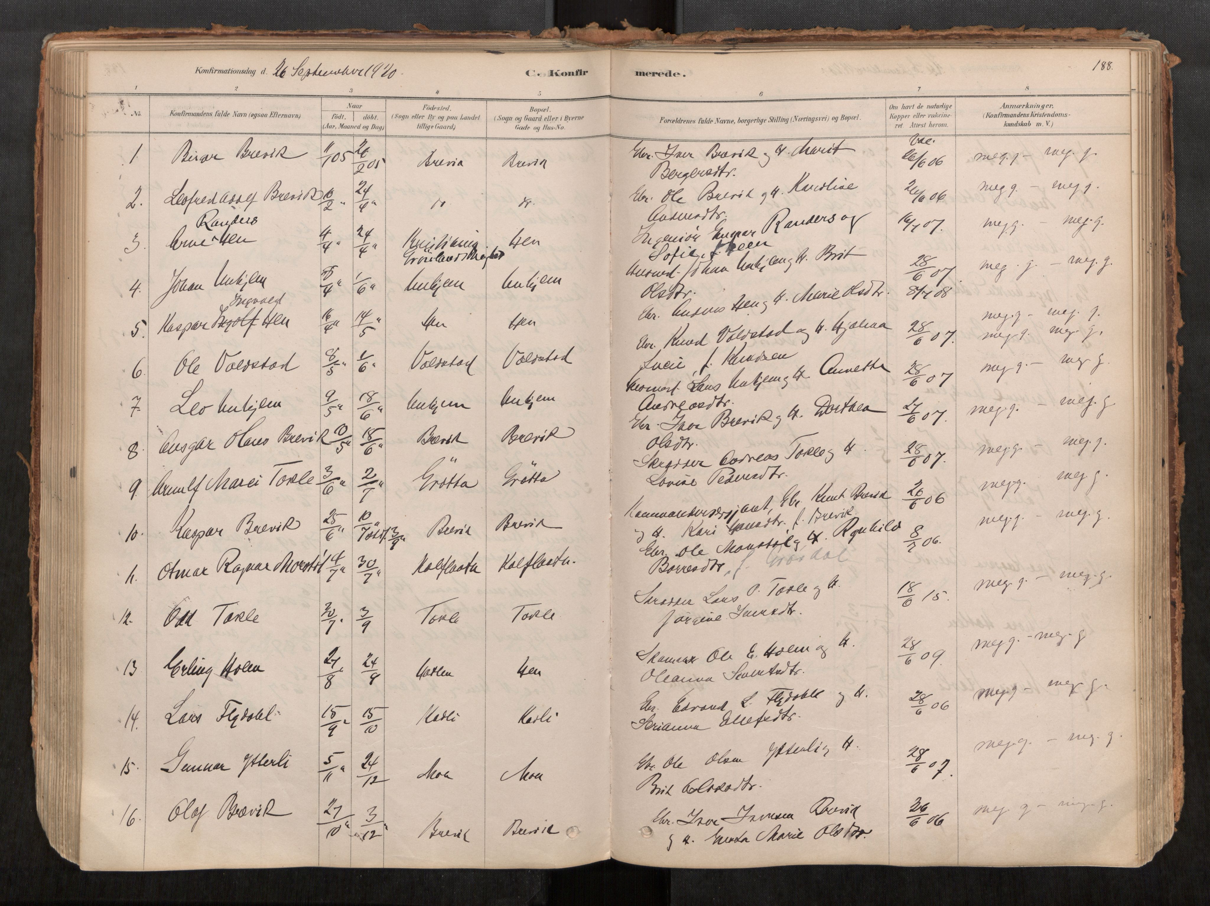 Ministerialprotokoller, klokkerbøker og fødselsregistre - Møre og Romsdal, AV/SAT-A-1454/545/L0594: Parish register (official) no. 545A03, 1878-1920, p. 188