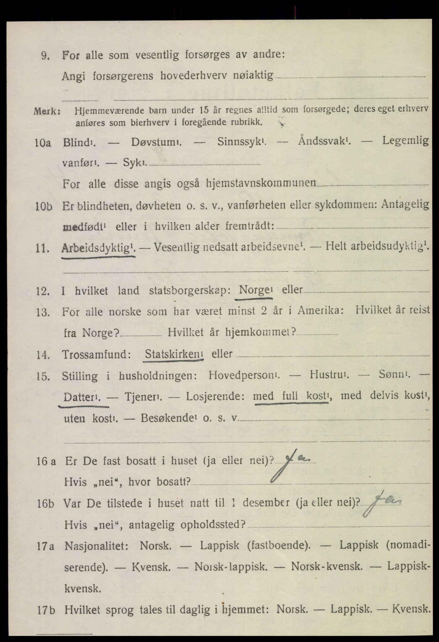 SAT, 1920 census for Vikna, 1920, p. 4356
