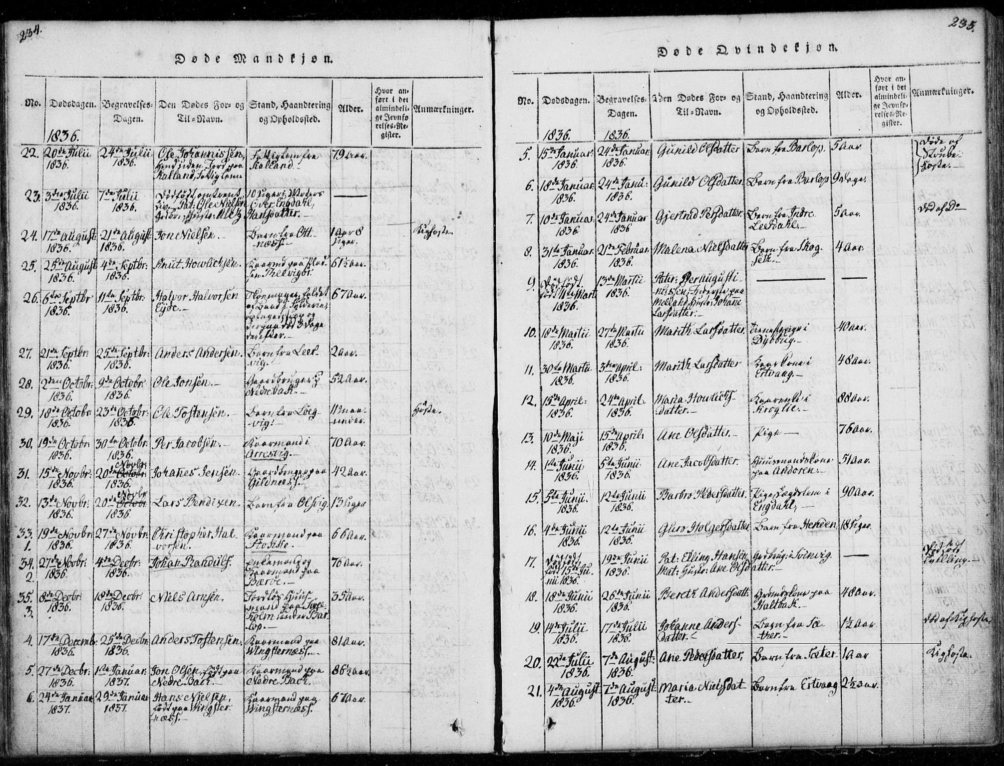 Ministerialprotokoller, klokkerbøker og fødselsregistre - Møre og Romsdal, AV/SAT-A-1454/578/L0903: Parish register (official) no. 578A02, 1819-1838, p. 234-235