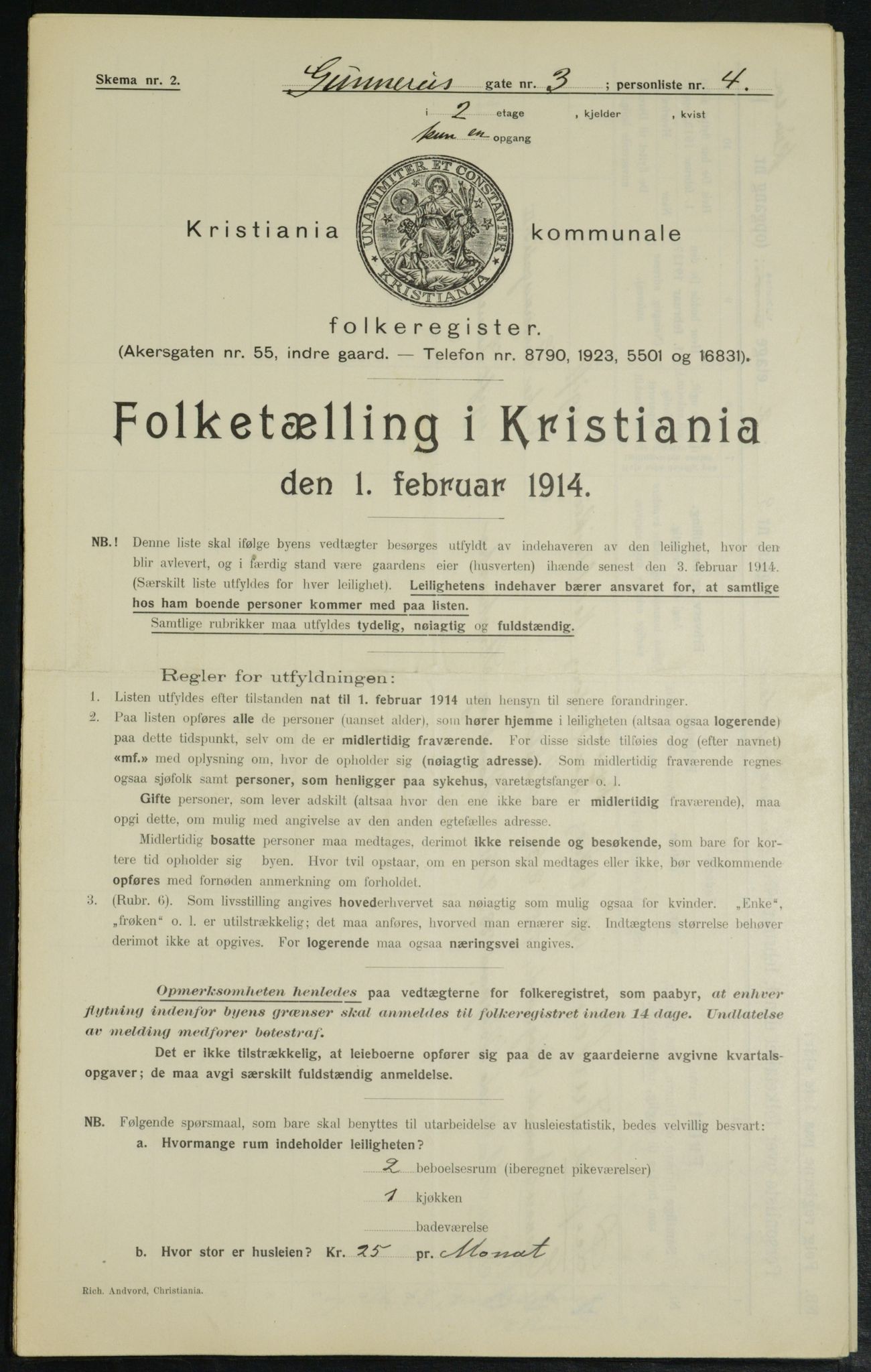 OBA, Municipal Census 1914 for Kristiania, 1914, p. 5193