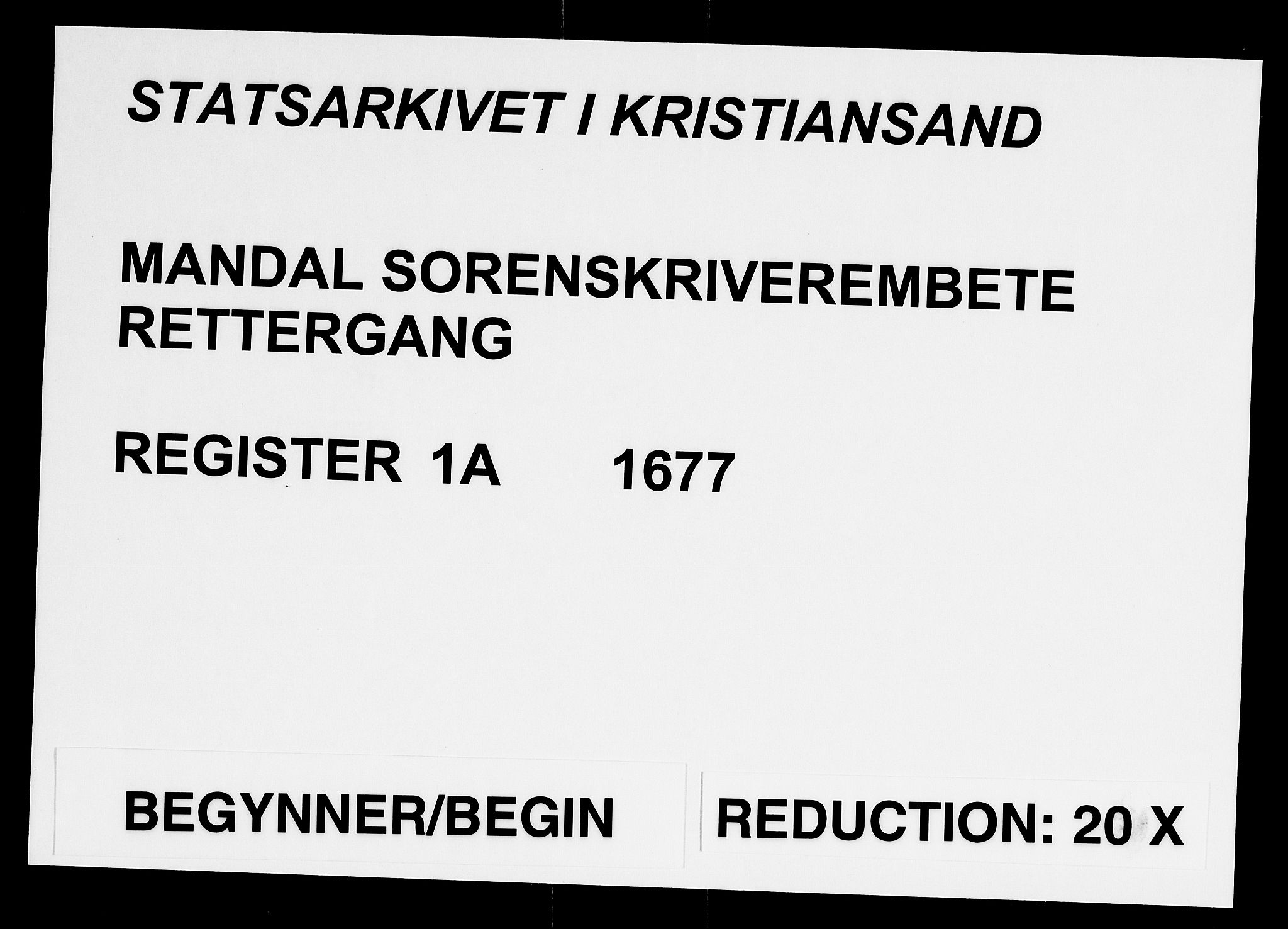 Mandal sorenskriveri, SAK/1221-0005/001/F/Fa/L0002: Register til tingbok nr 1, nr 1A, 1677