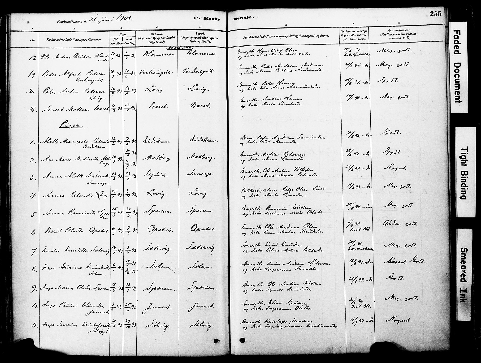 Ministerialprotokoller, klokkerbøker og fødselsregistre - Møre og Romsdal, SAT/A-1454/560/L0721: Parish register (official) no. 560A05, 1878-1917, p. 255