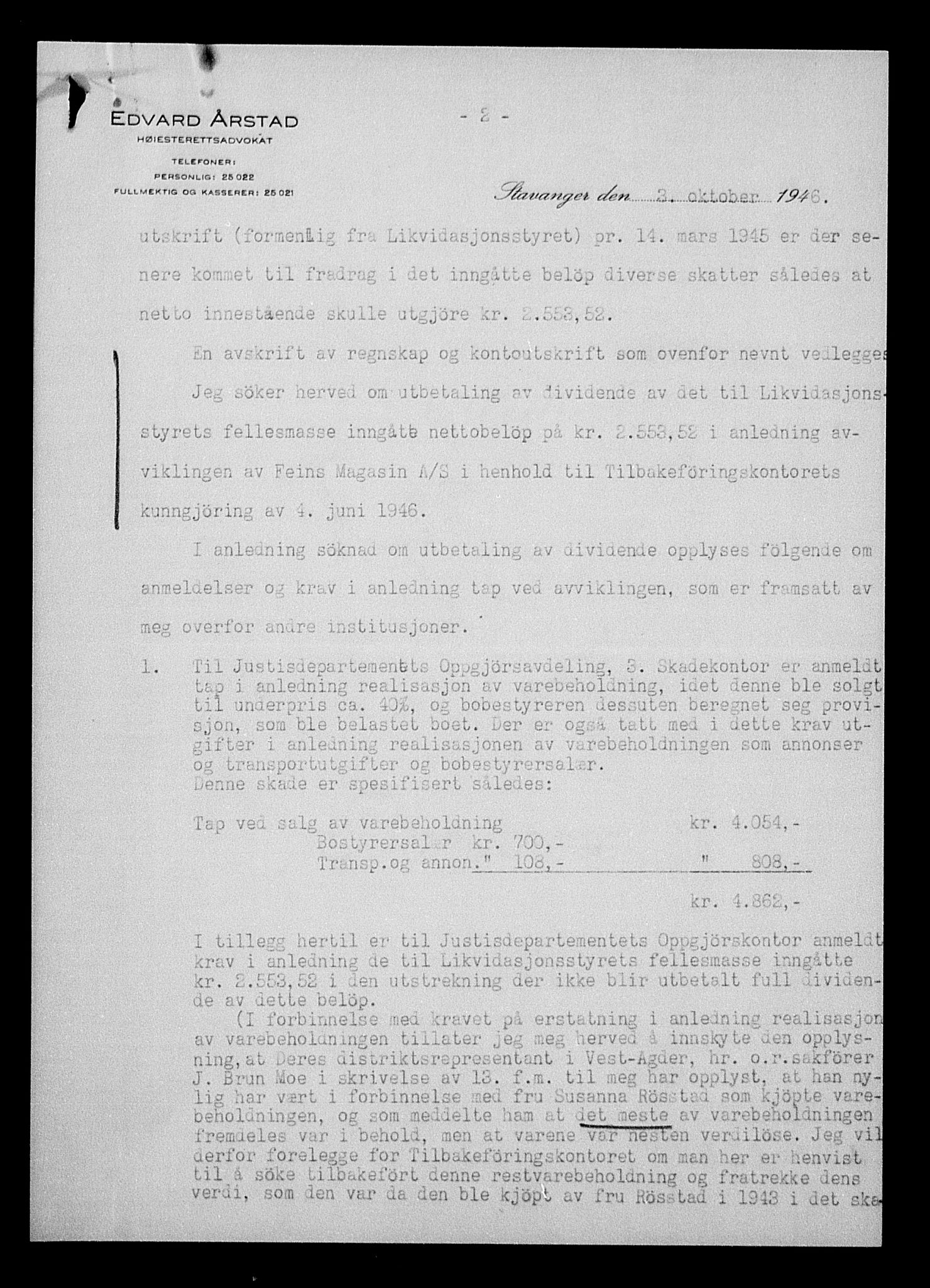 Justisdepartementet, Tilbakeføringskontoret for inndratte formuer, AV/RA-S-1564/H/Hc/Hcd/L0995: --, 1945-1947, p. 323