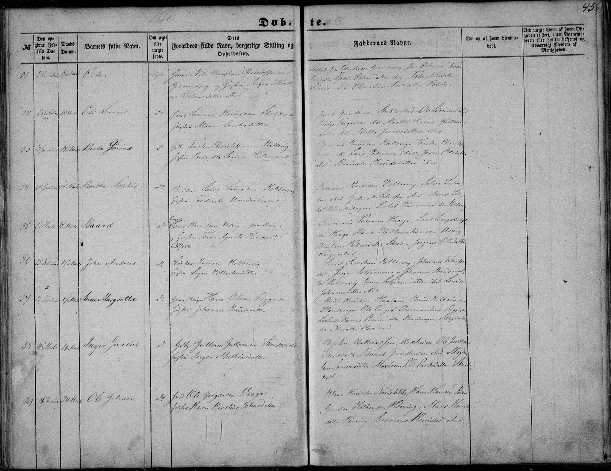 Avaldsnes sokneprestkontor, AV/SAST-A -101851/H/Ha/Haa/L0008: Parish register (official) no. A 8, 1847-1857, p. 45