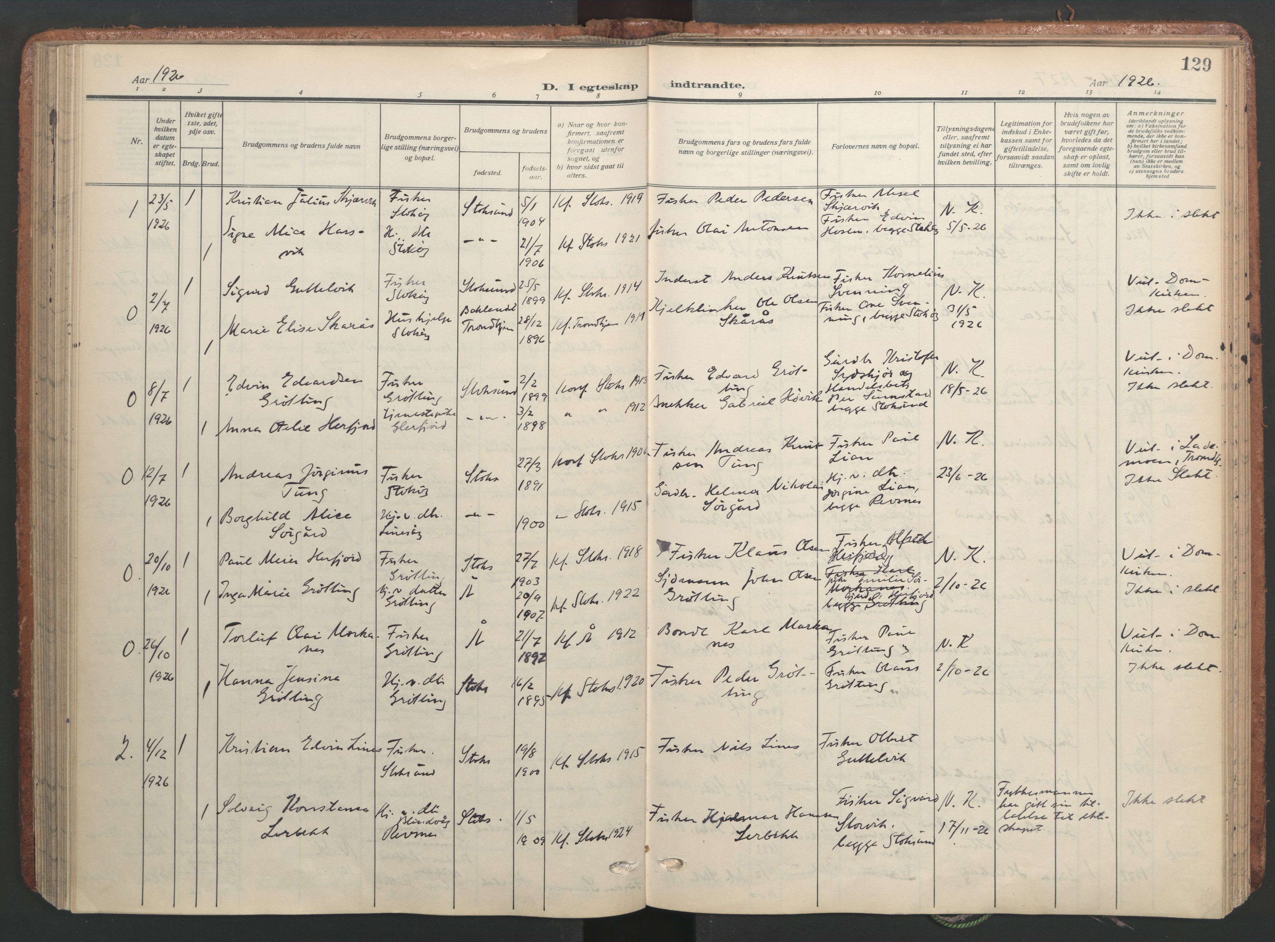 Ministerialprotokoller, klokkerbøker og fødselsregistre - Sør-Trøndelag, SAT/A-1456/656/L0694: Parish register (official) no. 656A03, 1914-1931, p. 129