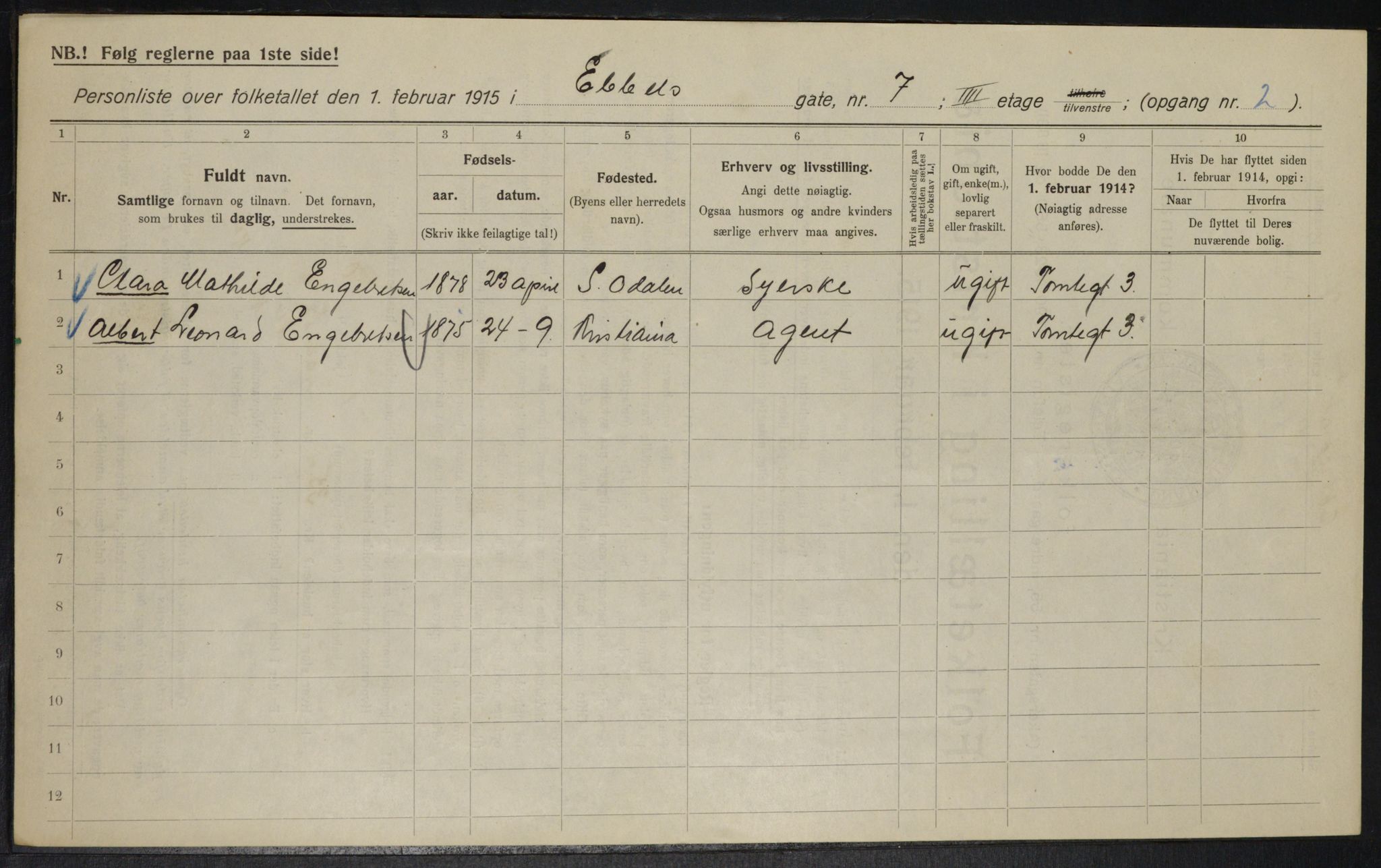 OBA, Municipal Census 1915 for Kristiania, 1915, p. 17691