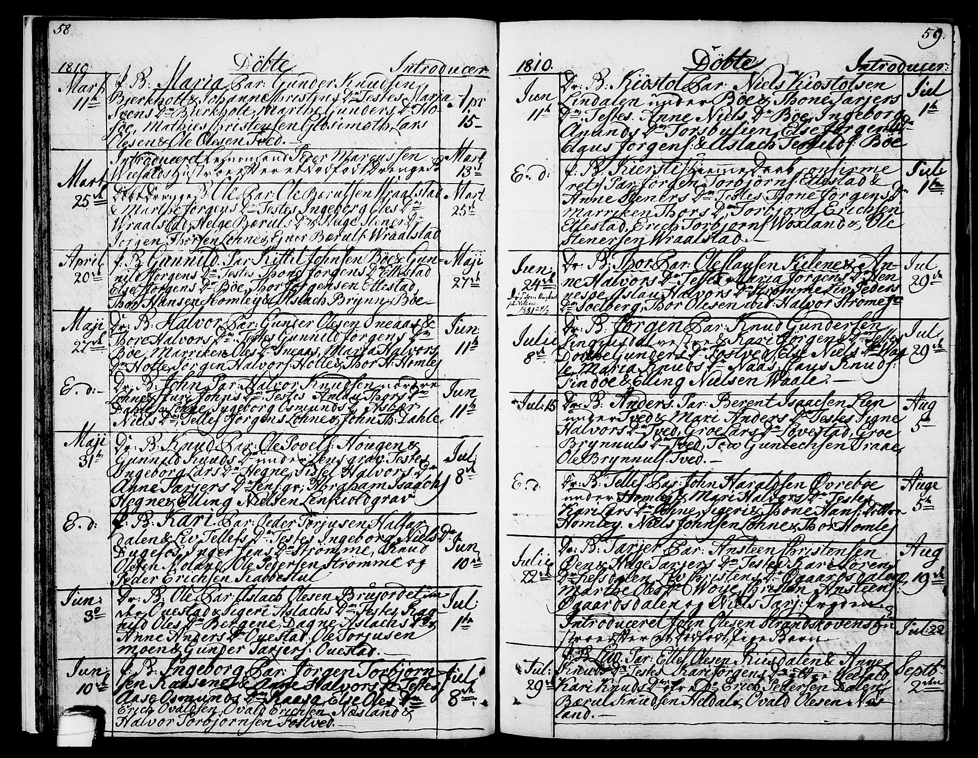Drangedal kirkebøker, SAKO/A-258/F/Fa/L0004: Parish register (official) no. 4, 1802-1814, p. 58-59