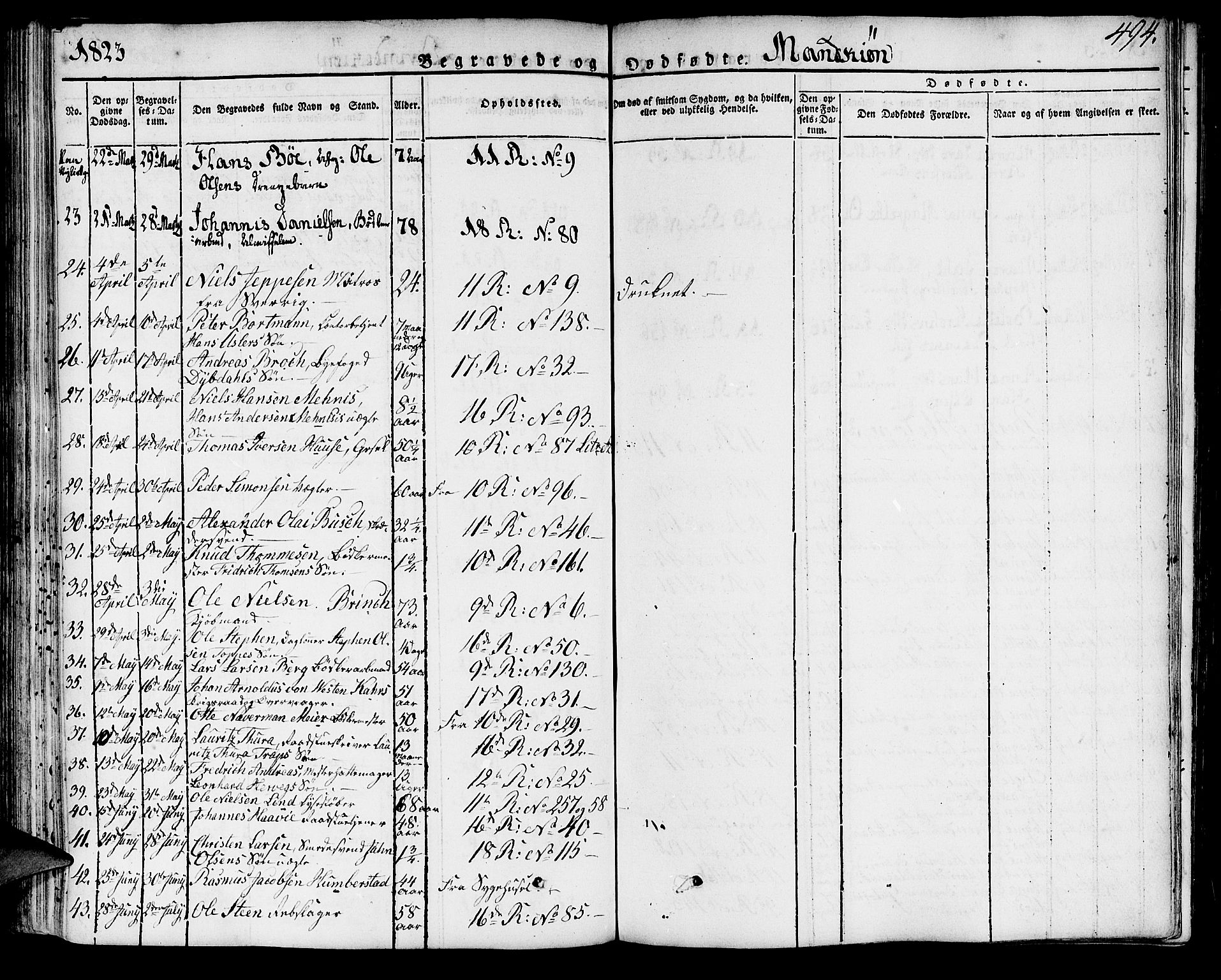 Domkirken sokneprestembete, SAB/A-74801/H/Haa/L0012: Parish register (official) no. A 12, 1821-1840, p. 494
