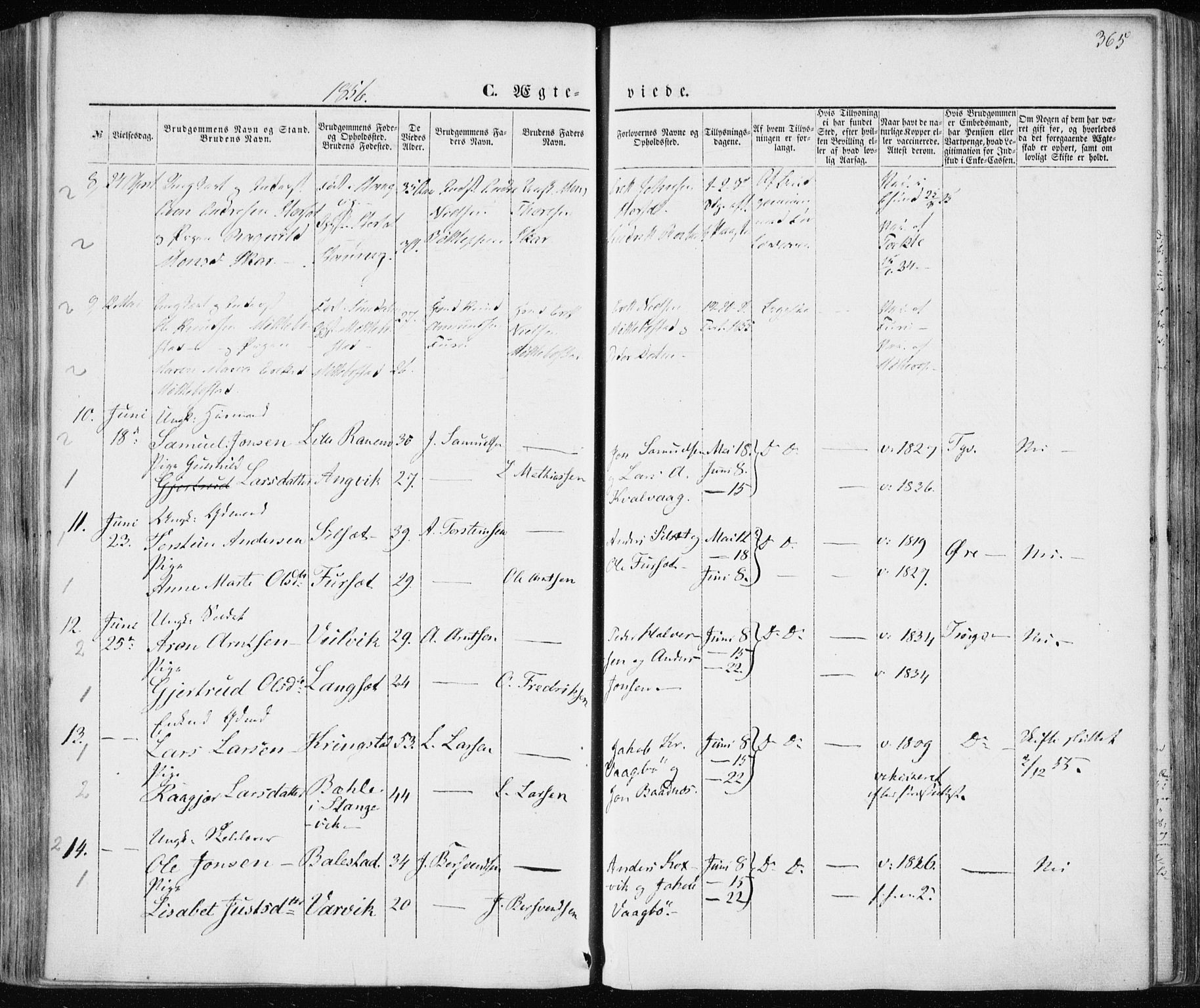 Ministerialprotokoller, klokkerbøker og fødselsregistre - Møre og Romsdal, AV/SAT-A-1454/586/L0984: Parish register (official) no. 586A10, 1844-1856, p. 365