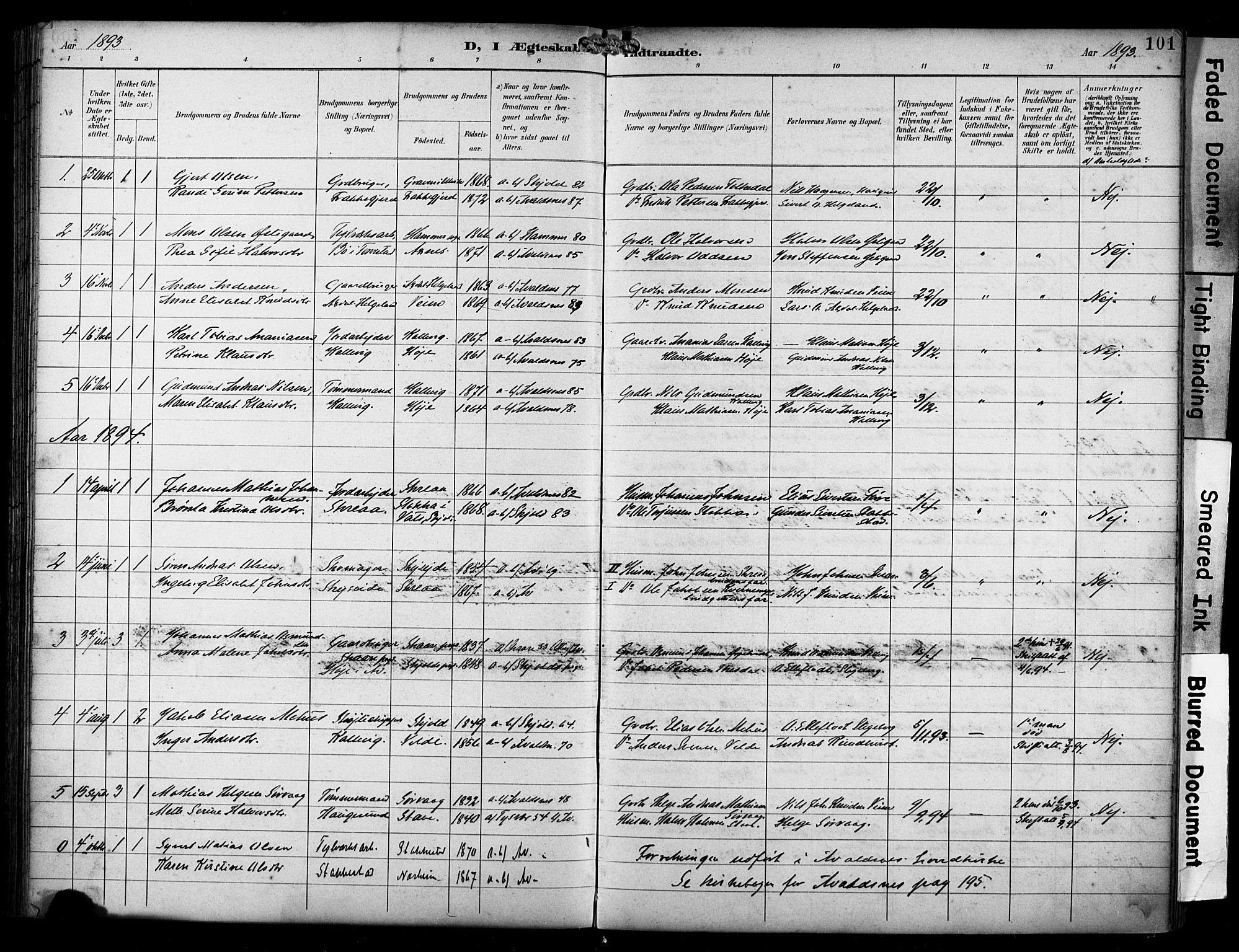 Avaldsnes sokneprestkontor, SAST/A -101851/H/Ha/Haa/L0016: Parish register (official) no. A 16, 1893-1918, p. 101