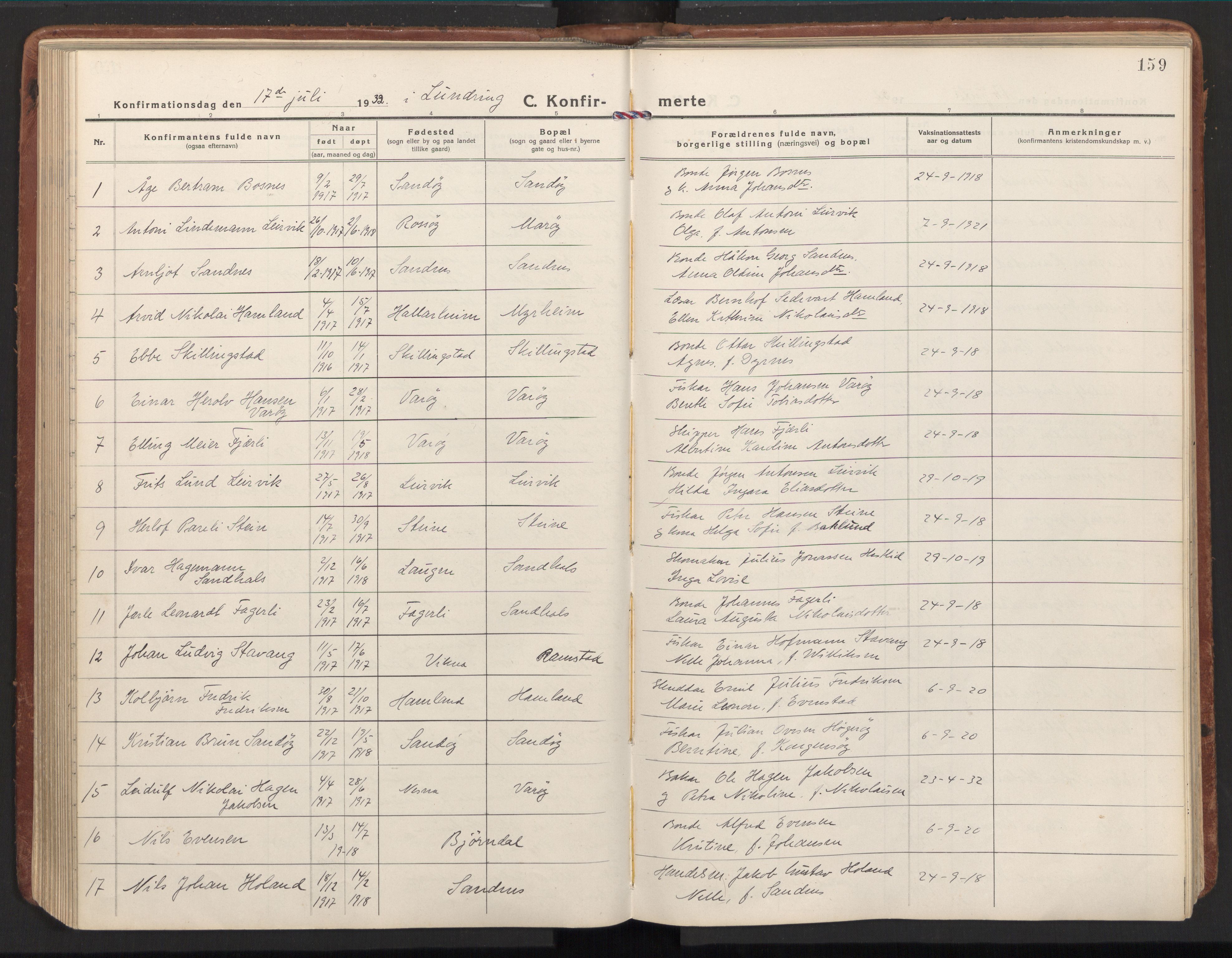 Ministerialprotokoller, klokkerbøker og fødselsregistre - Nord-Trøndelag, AV/SAT-A-1458/784/L0678: Parish register (official) no. 784A13, 1921-1938, p. 159