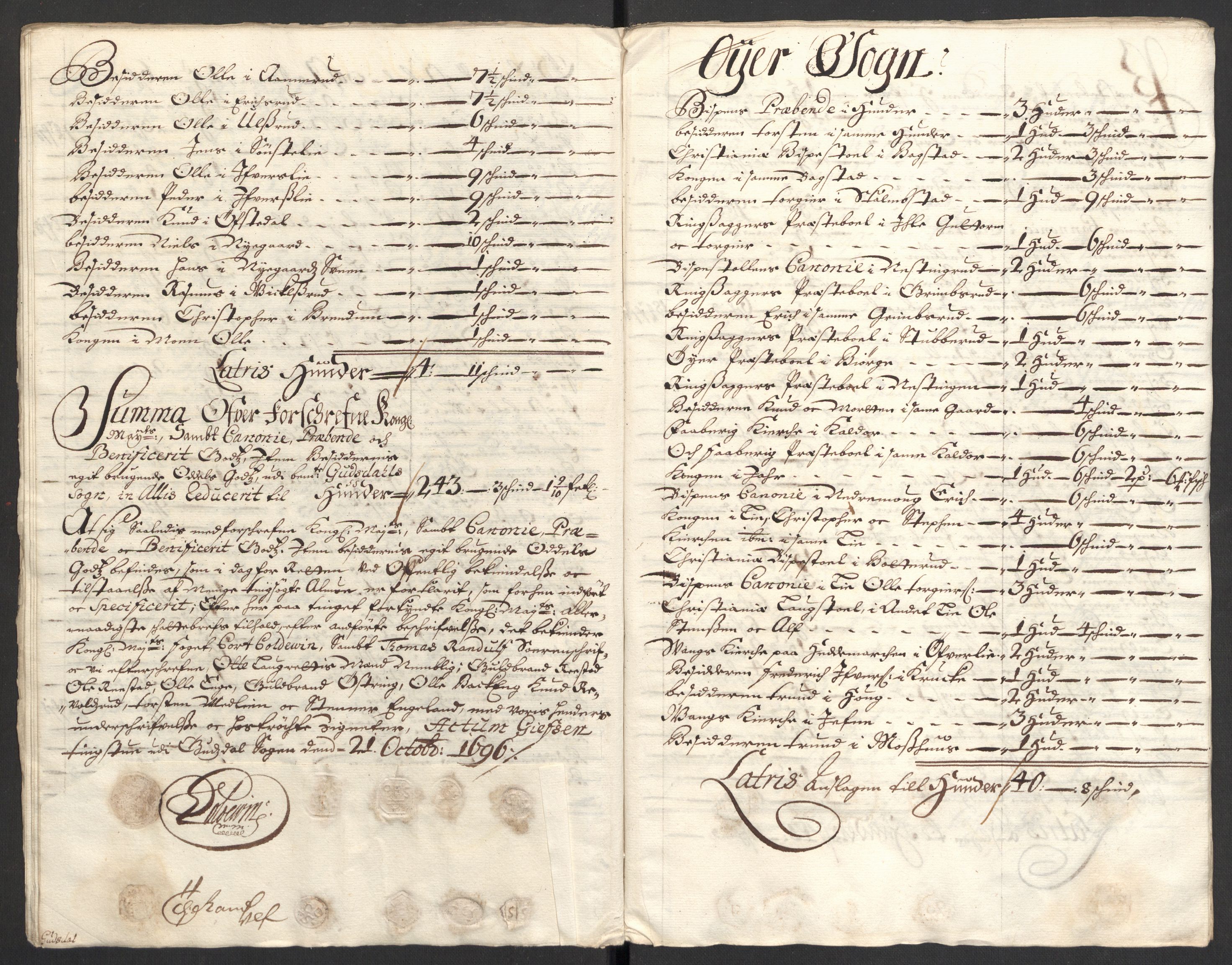 Rentekammeret inntil 1814, Reviderte regnskaper, Fogderegnskap, AV/RA-EA-4092/R17/L1170: Fogderegnskap Gudbrandsdal, 1696-1697, p. 103