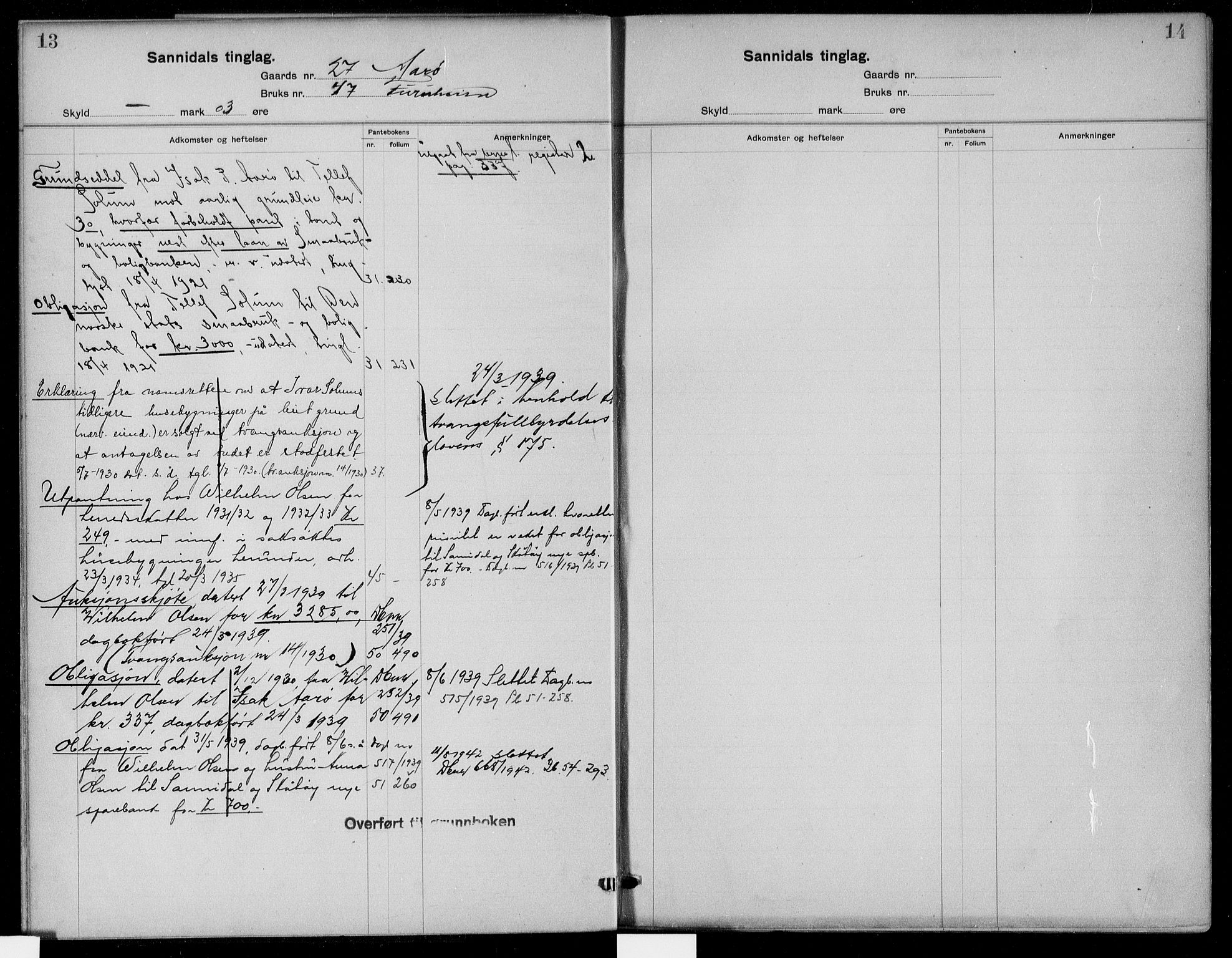 Kragerø sorenskriveri, SAKO/A-65/G/Gb/Gbb/L0003: Mortgage register no. II 3, p. 13-14