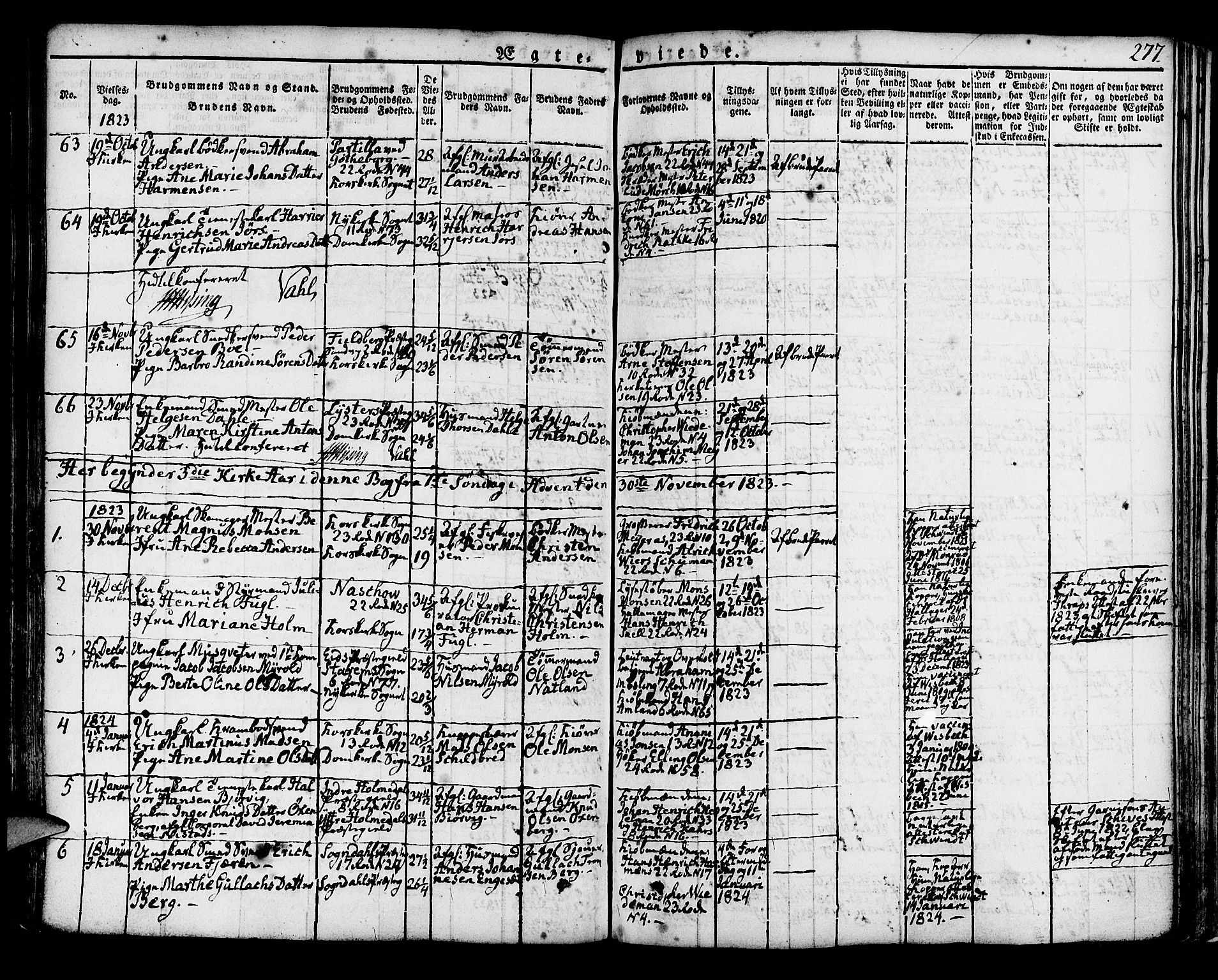 Korskirken sokneprestembete, SAB/A-76101/H/Hab: Parish register (copy) no. A 3, 1821-1831, p. 277