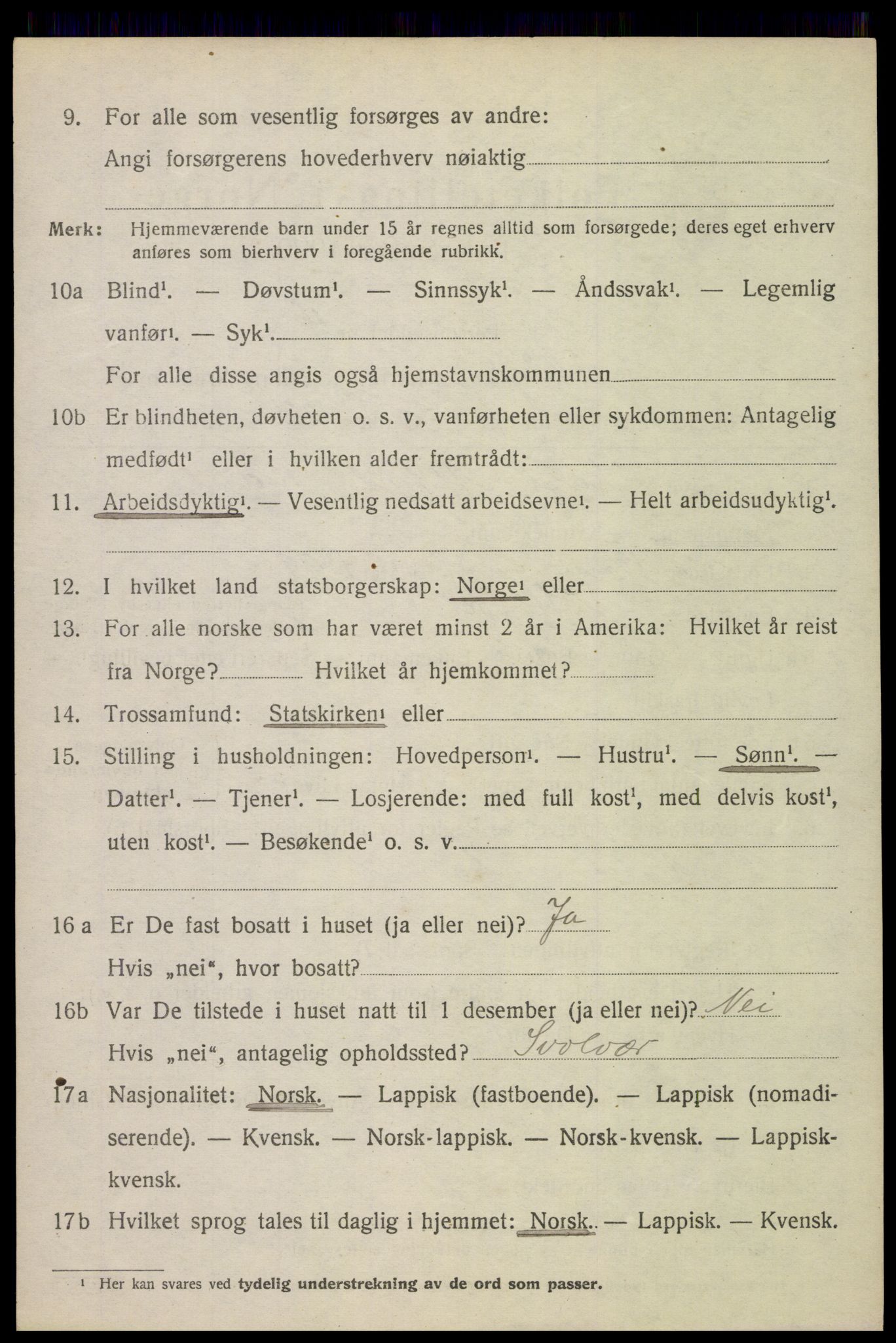 SAT, 1920 census for Vågan, 1920, p. 6148