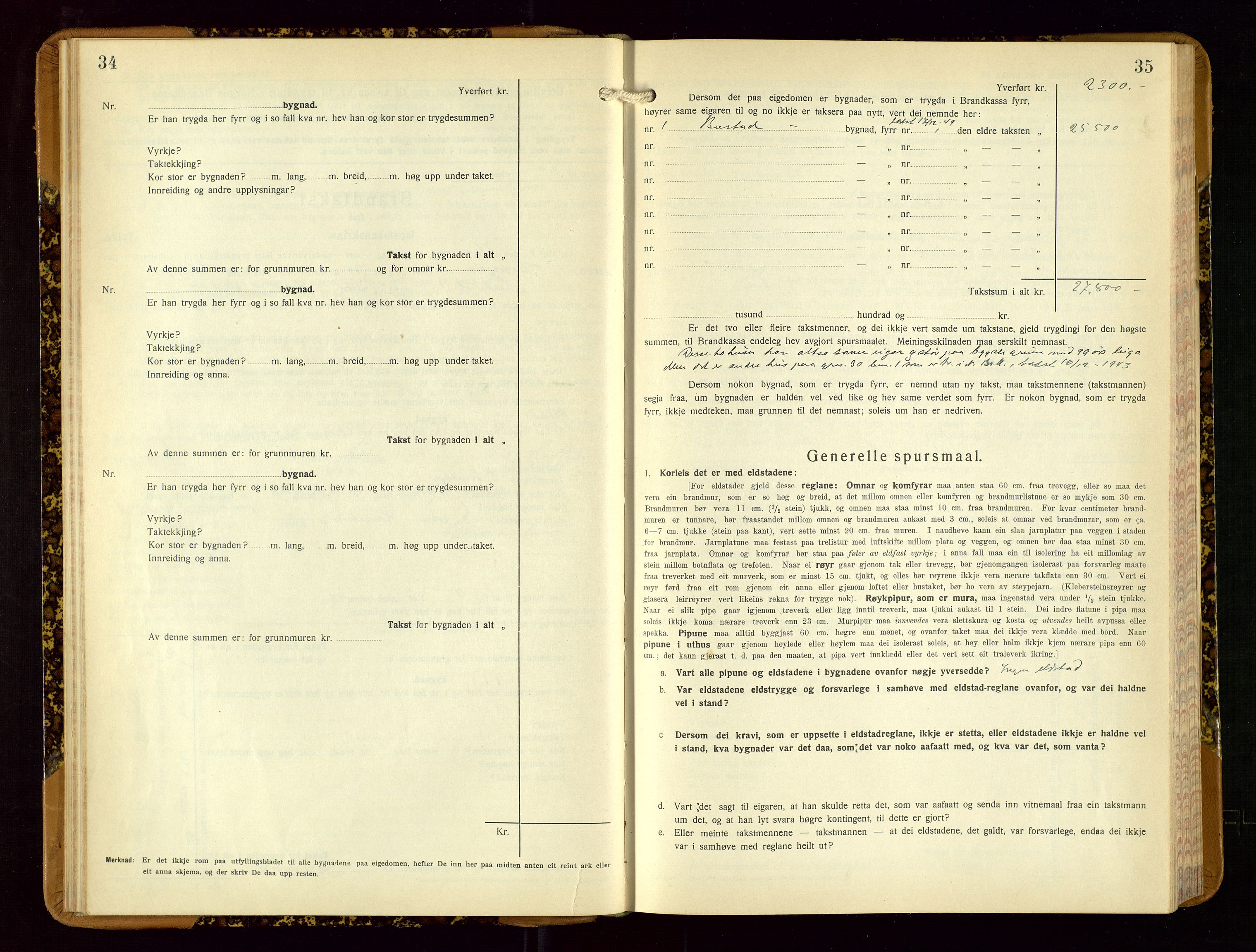 Suldal lensmannskontor, AV/SAST-A-100419/Gob/L0003: Branntakstprotokoll, 1924-1955, p. 34-35