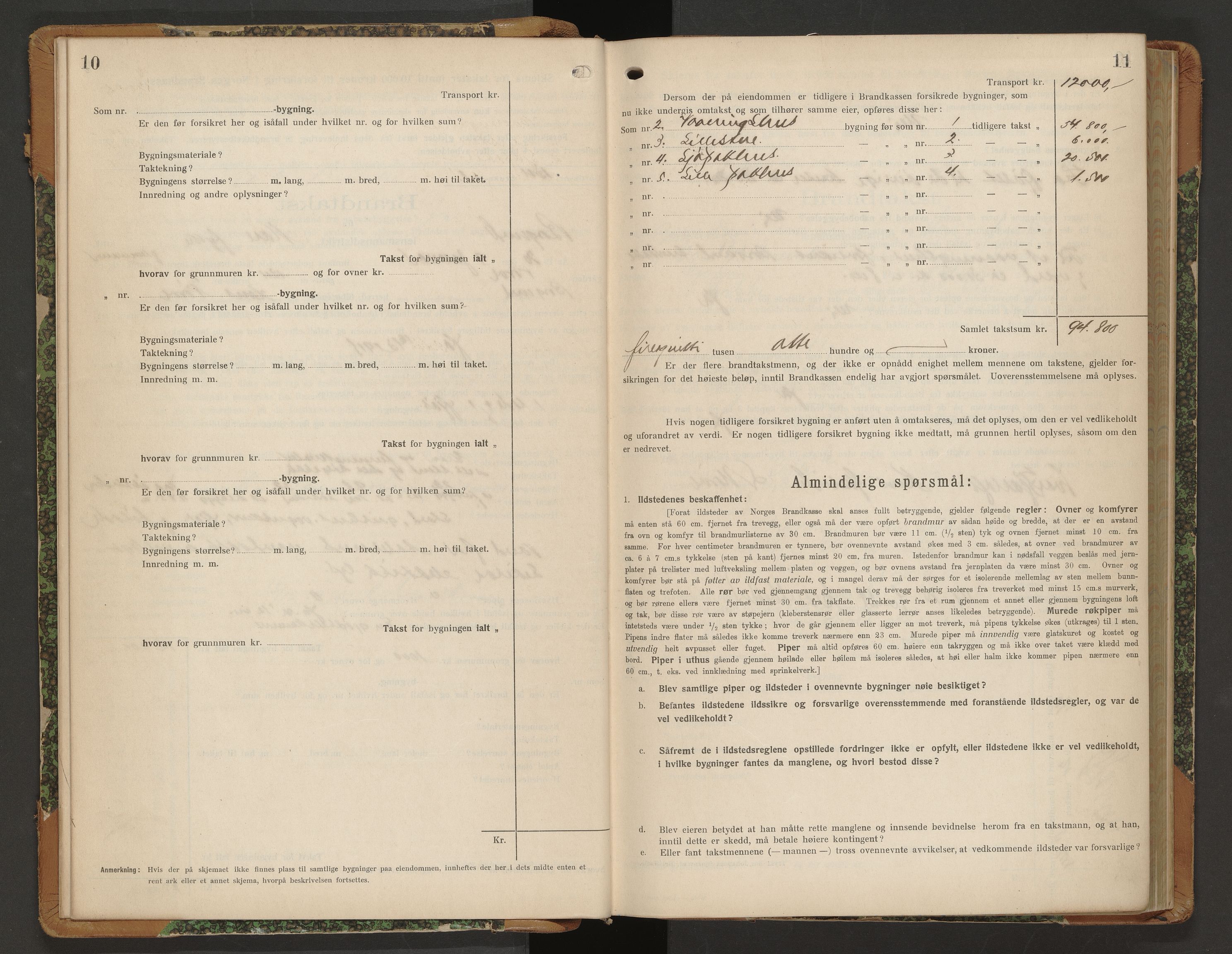 Norges Brannkasse Borgund, AV/SAT-A-5495/Fb/L0001: Branntakstprotokoll, 1919-1935, p. 10-11