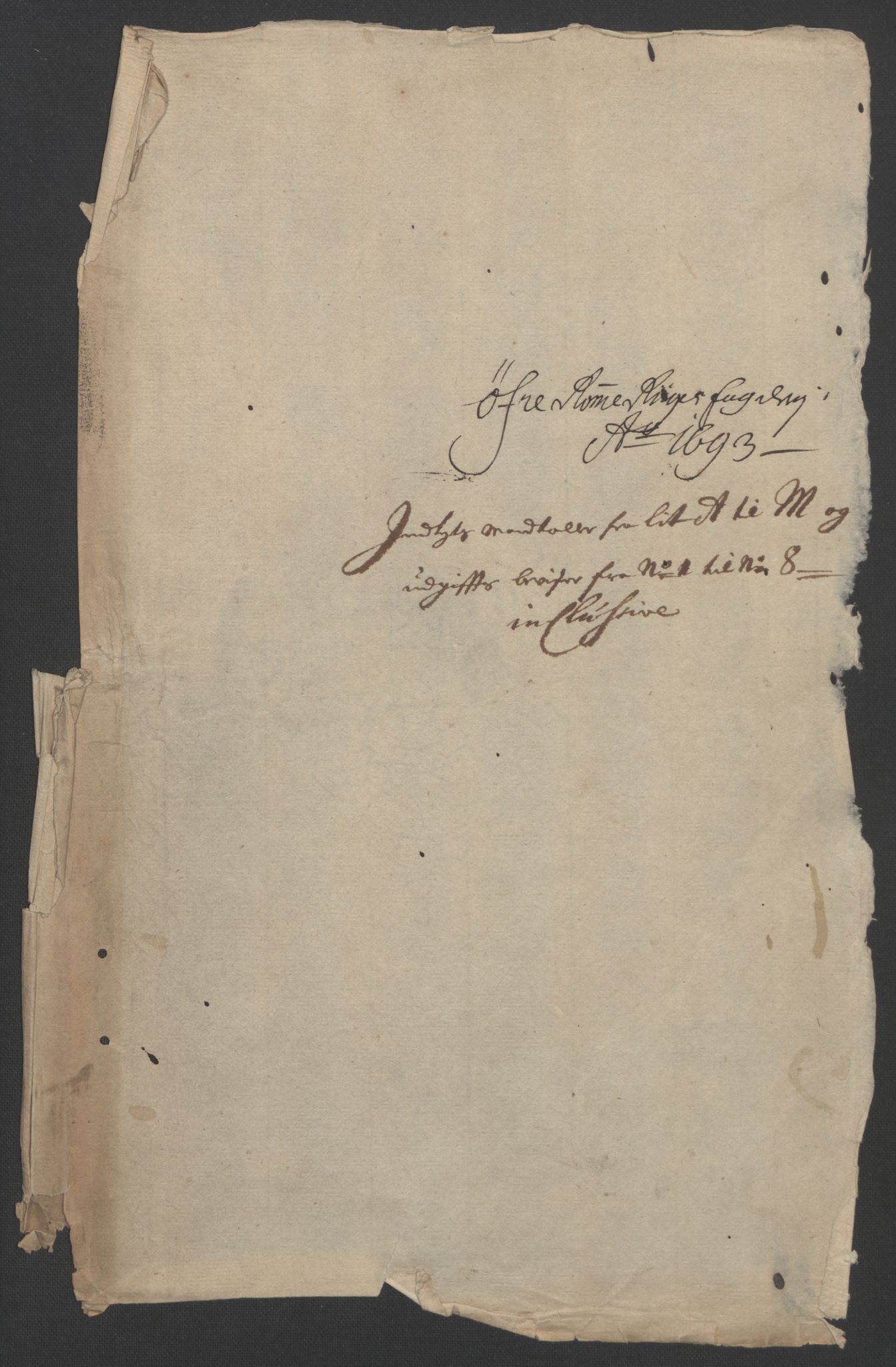 Rentekammeret inntil 1814, Reviderte regnskaper, Fogderegnskap, RA/EA-4092/R12/L0705: Fogderegnskap Øvre Romerike, 1693, p. 4