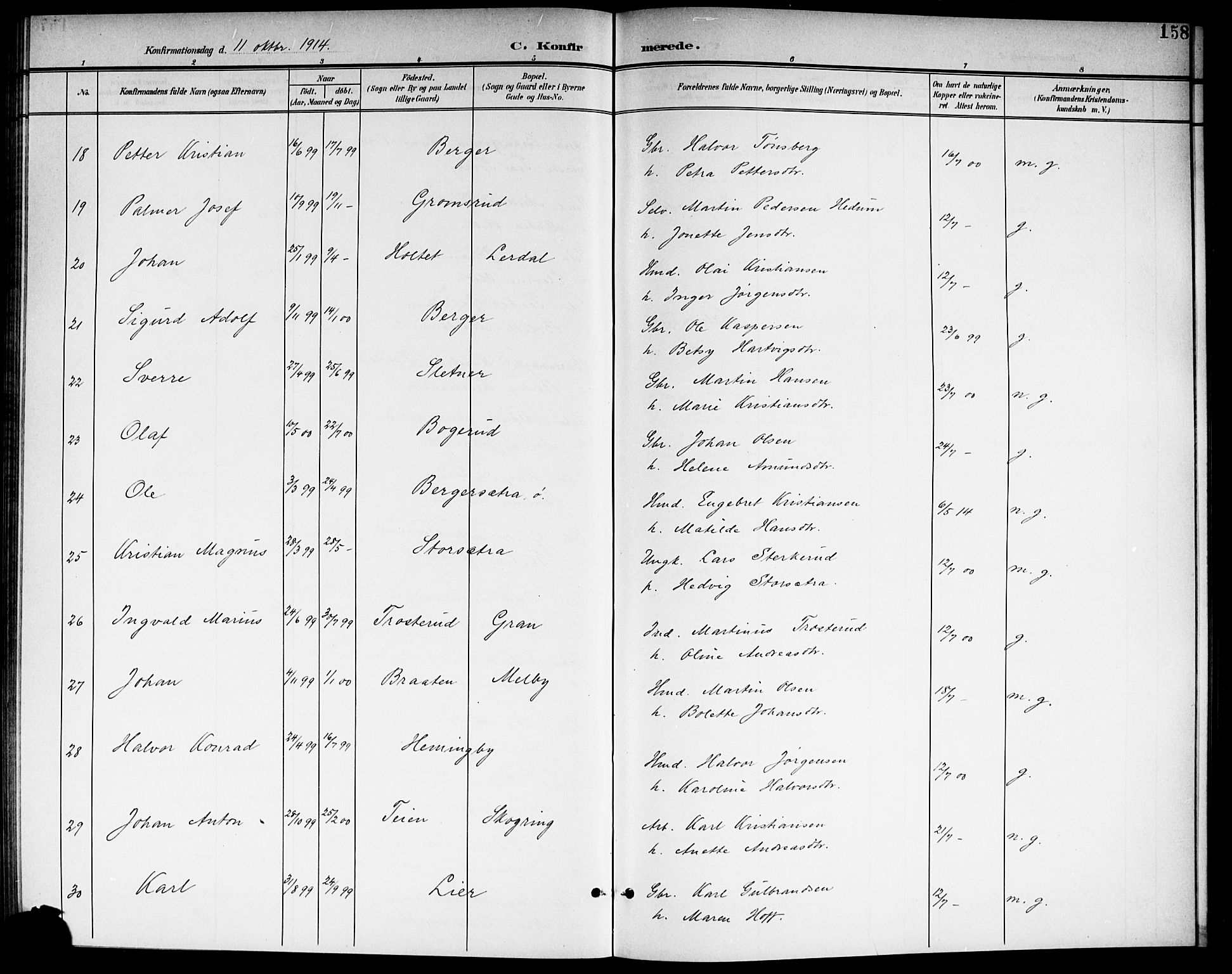 Aurskog prestekontor Kirkebøker, SAO/A-10304a/G/Ga/L0004: Parish register (copy) no. I 4, 1901-1921, p. 158