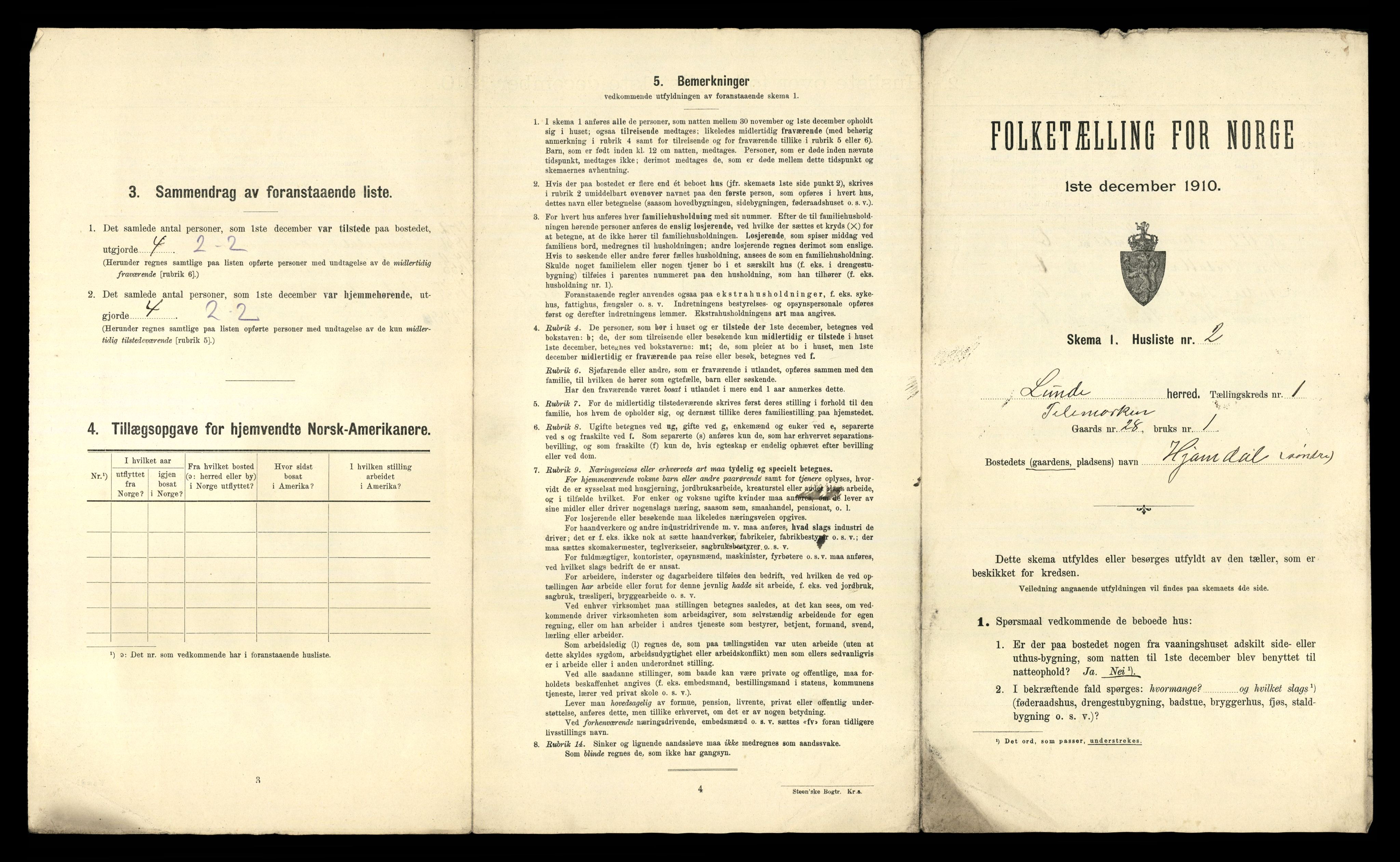 RA, 1910 census for Lunde, 1910, p. 24