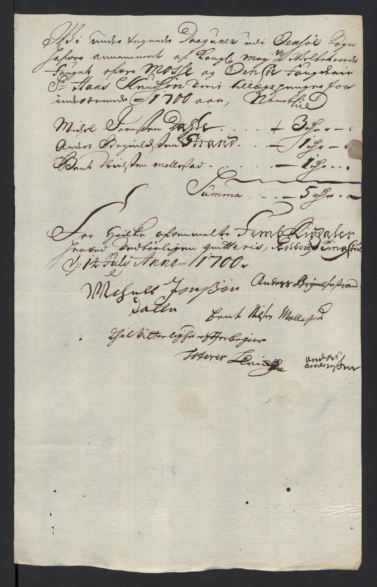 Rentekammeret inntil 1814, Reviderte regnskaper, Fogderegnskap, AV/RA-EA-4092/R04/L0129: Fogderegnskap Moss, Onsøy, Tune, Veme og Åbygge, 1700, p. 415