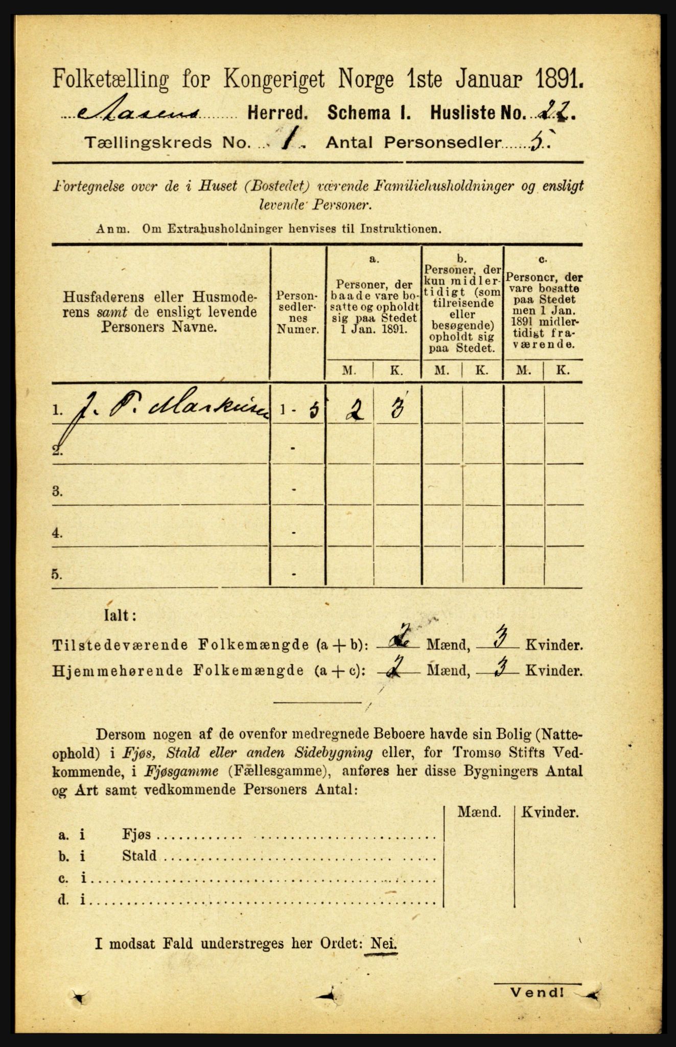 RA, 1891 census for 1716 Åsen, 1891, p. 38