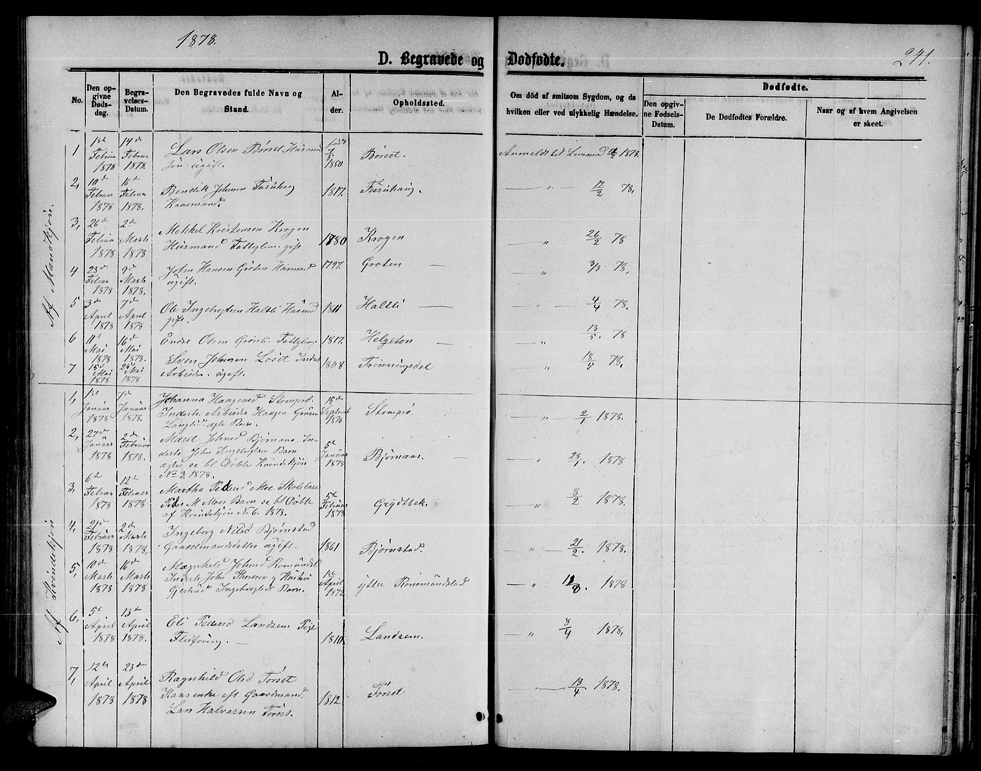 Ministerialprotokoller, klokkerbøker og fødselsregistre - Møre og Romsdal, AV/SAT-A-1454/598/L1076: Parish register (copy) no. 598C01, 1867-1878, p. 241