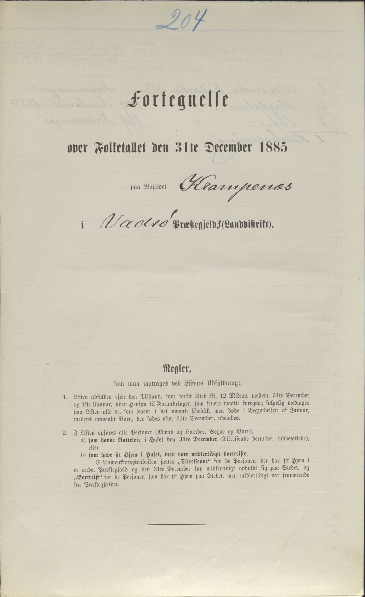 SATØ, 1885 census for 2029 Vadsø, 1885, p. 204a