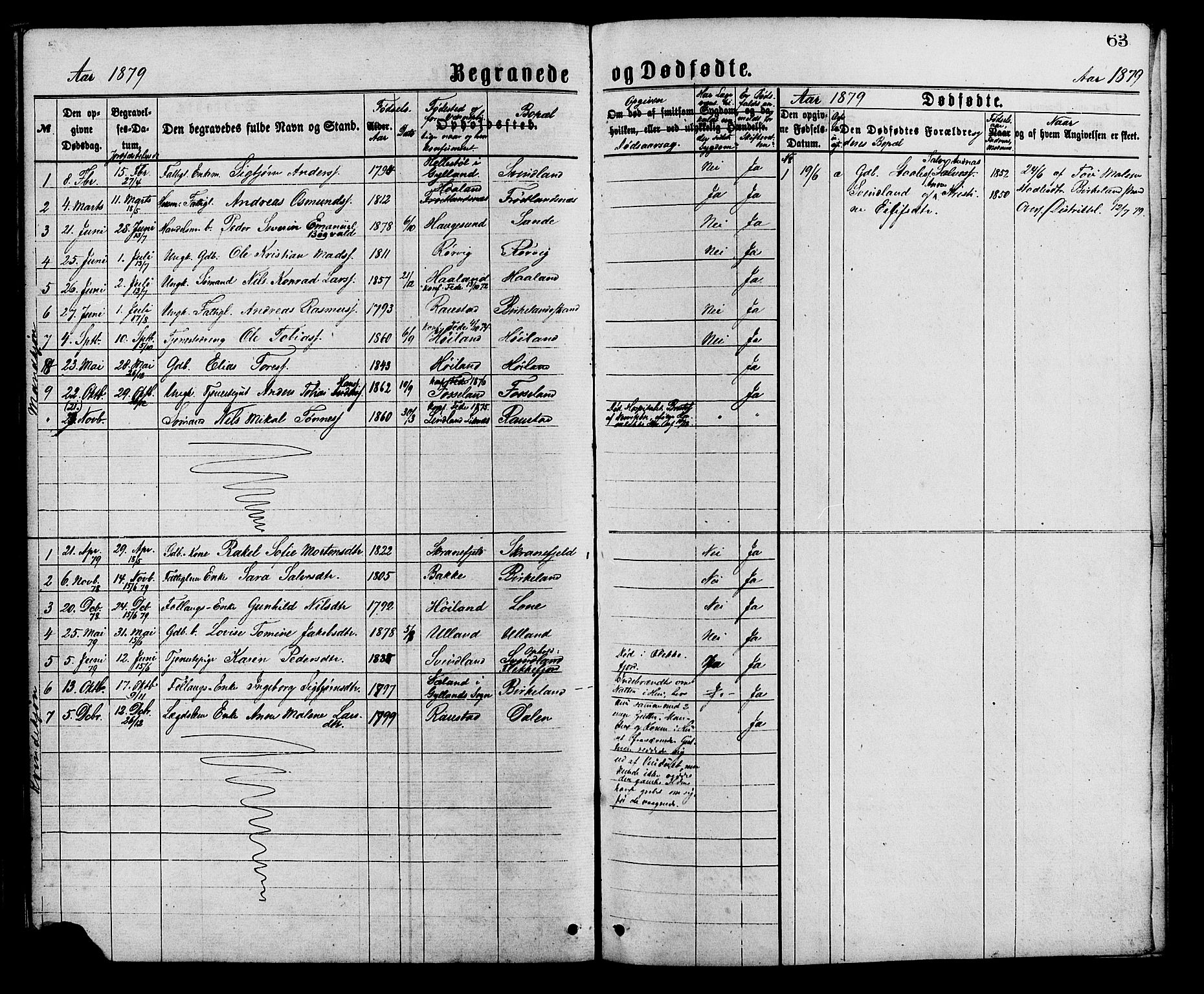 Kvinesdal sokneprestkontor, AV/SAK-1111-0026/F/Fa/Faa/L0003: Parish register (official) no. A 3, 1877-1882, p. 63