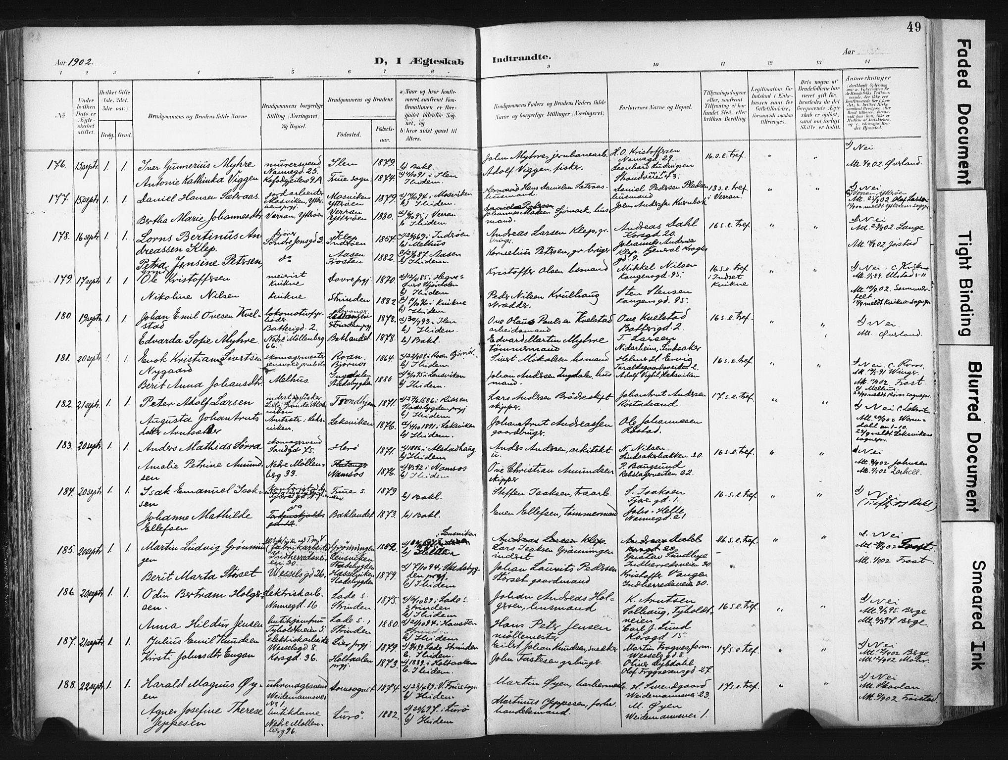 Ministerialprotokoller, klokkerbøker og fødselsregistre - Sør-Trøndelag, SAT/A-1456/604/L0201: Parish register (official) no. 604A21, 1901-1911, p. 49