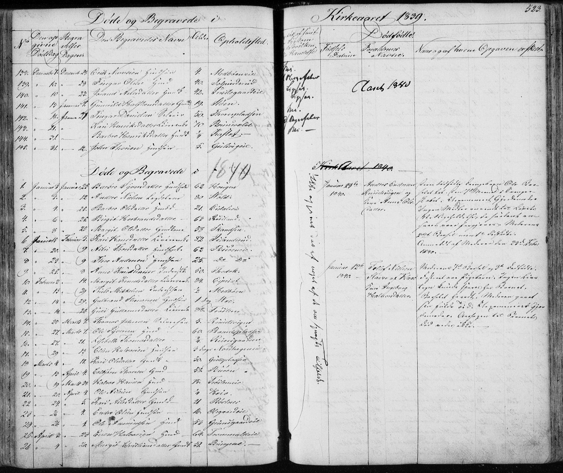 Nes kirkebøker, SAKO/A-236/F/Fa/L0009: Parish register (official) no. 9, 1834-1863, p. 523