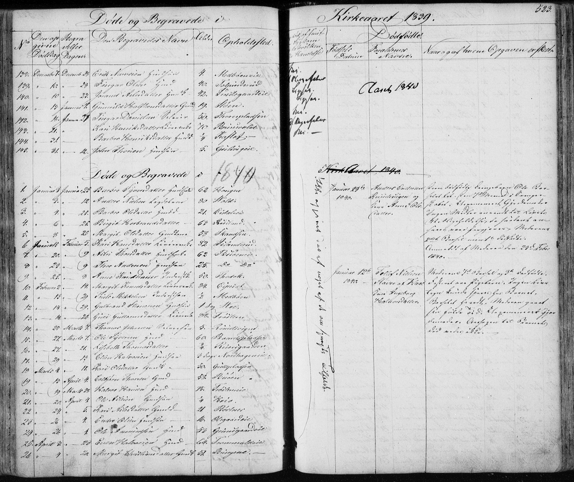 Nes kirkebøker, AV/SAKO-A-236/F/Fa/L0009: Parish register (official) no. 9, 1834-1863, p. 523