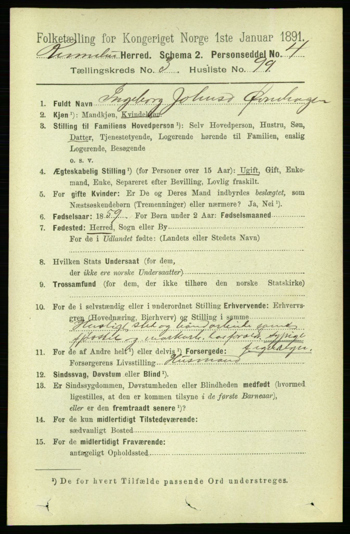 RA, 1891 census for 1635 Rennebu, 1891, p. 1883