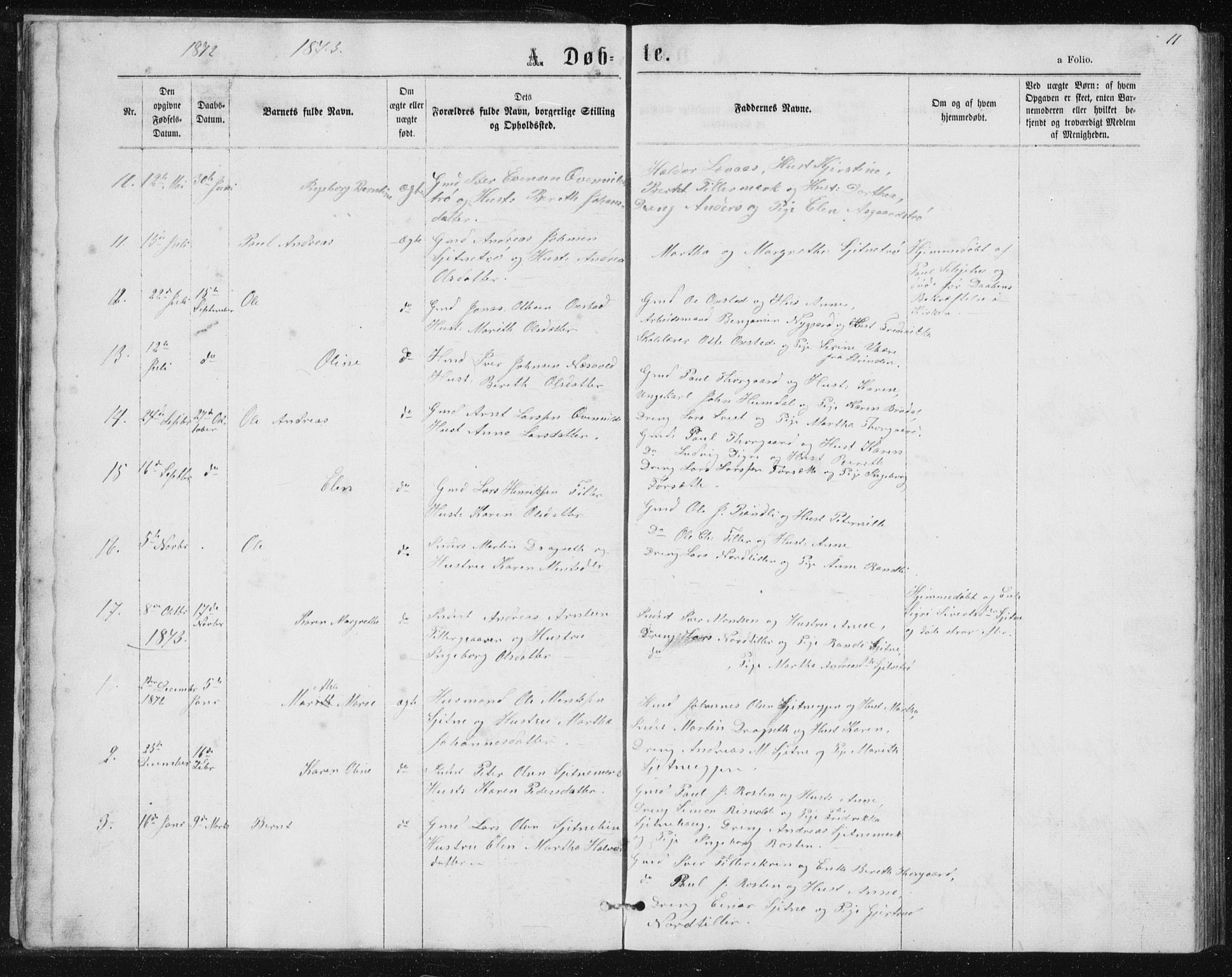 Ministerialprotokoller, klokkerbøker og fødselsregistre - Sør-Trøndelag, SAT/A-1456/621/L0459: Parish register (copy) no. 621C02, 1866-1895, p. 11