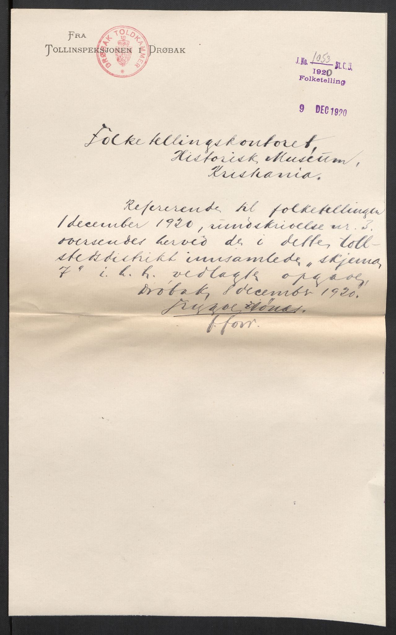 SAO, 1920 census for Drøbak, 1920, p. 6033
