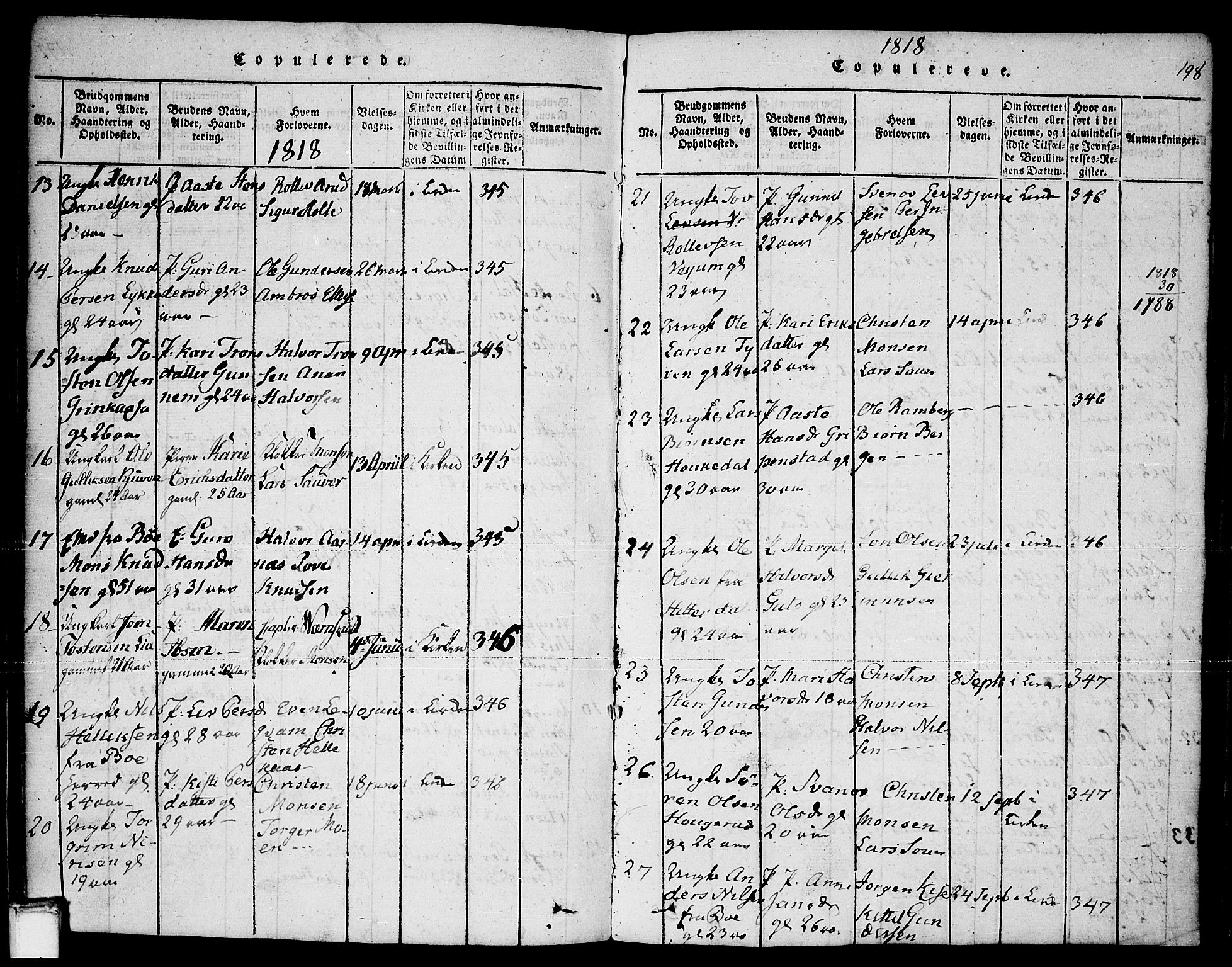 Sauherad kirkebøker, AV/SAKO-A-298/F/Fa/L0005: Parish register (official) no. I 5, 1815-1829, p. 198