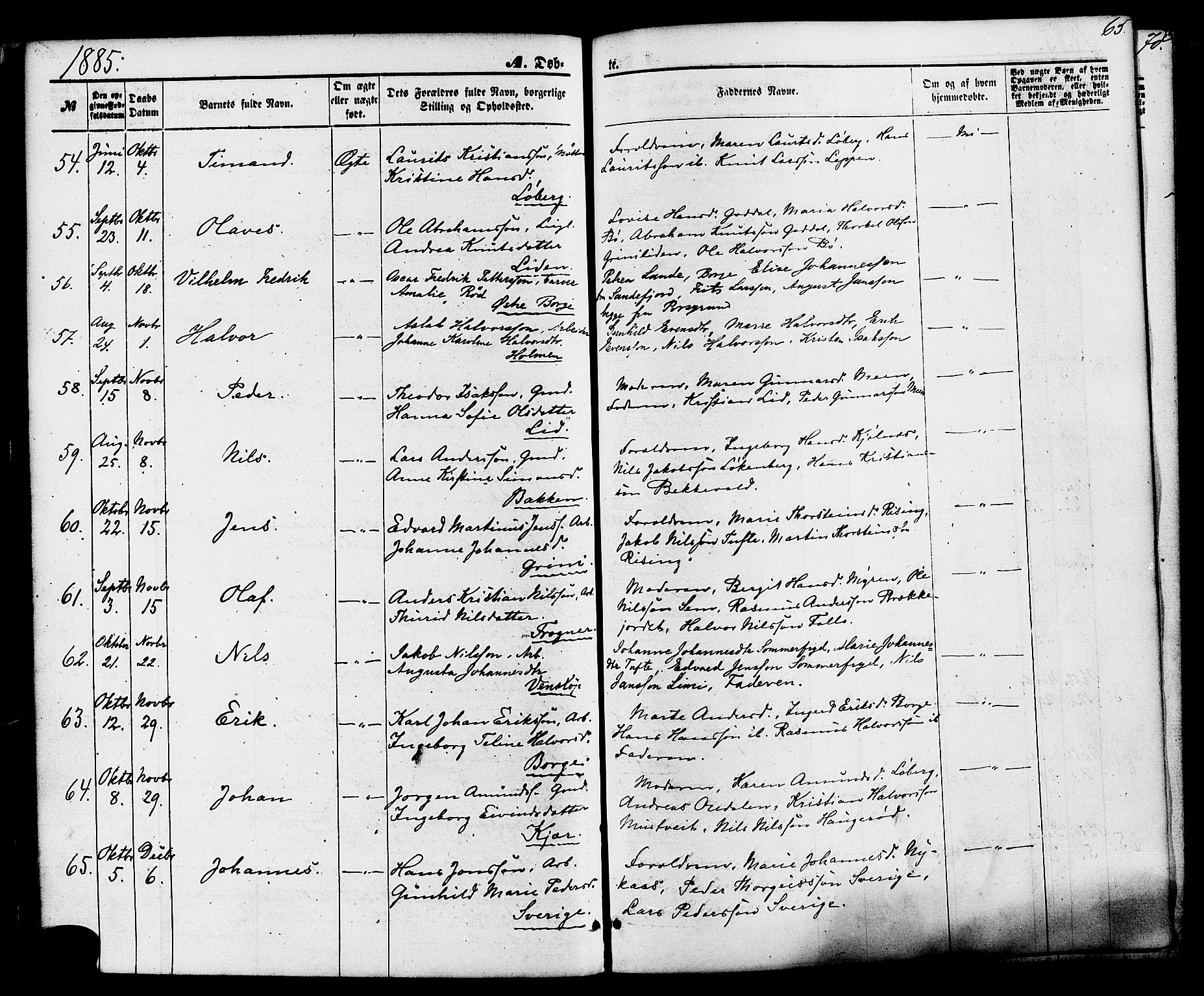 Gjerpen kirkebøker, AV/SAKO-A-265/F/Fa/L0009: Parish register (official) no. I 9, 1872-1885, p. 65