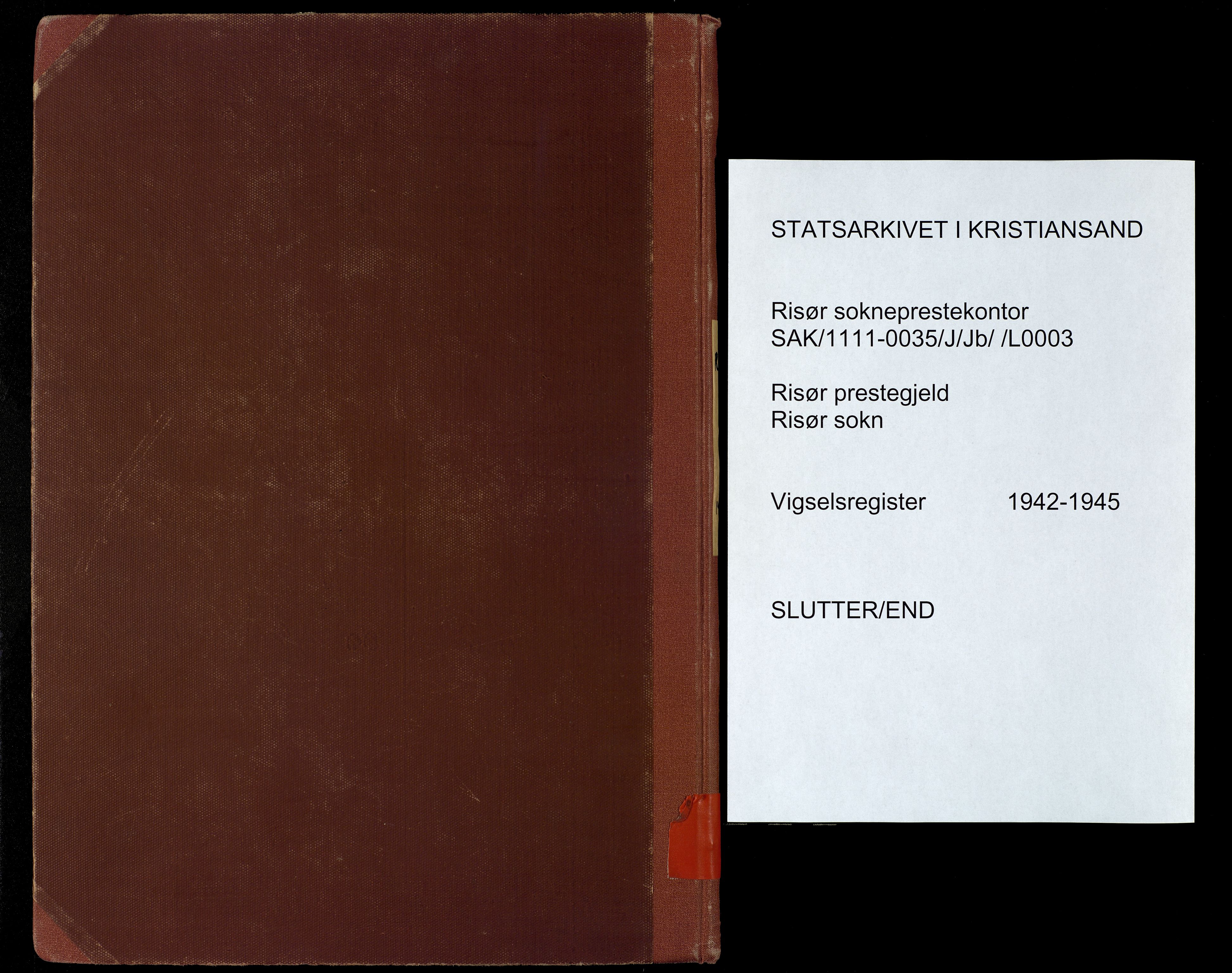 Risør sokneprestkontor, AV/SAK-1111-0035/J/Jb/L0003: Marriage register no. A-VI-9, 1942-1945