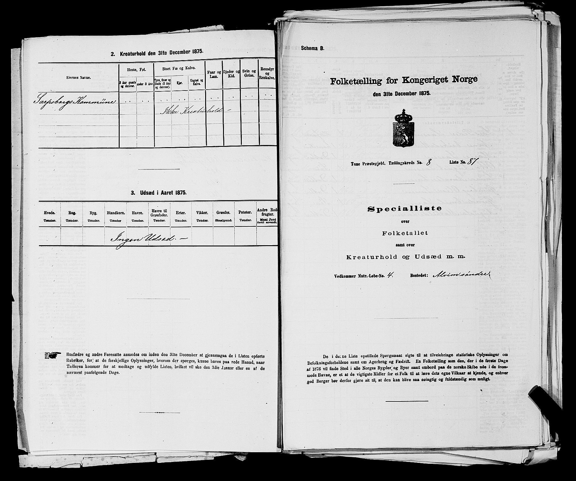 RA, 1875 census for 0130P Tune, 1875, p. 1281