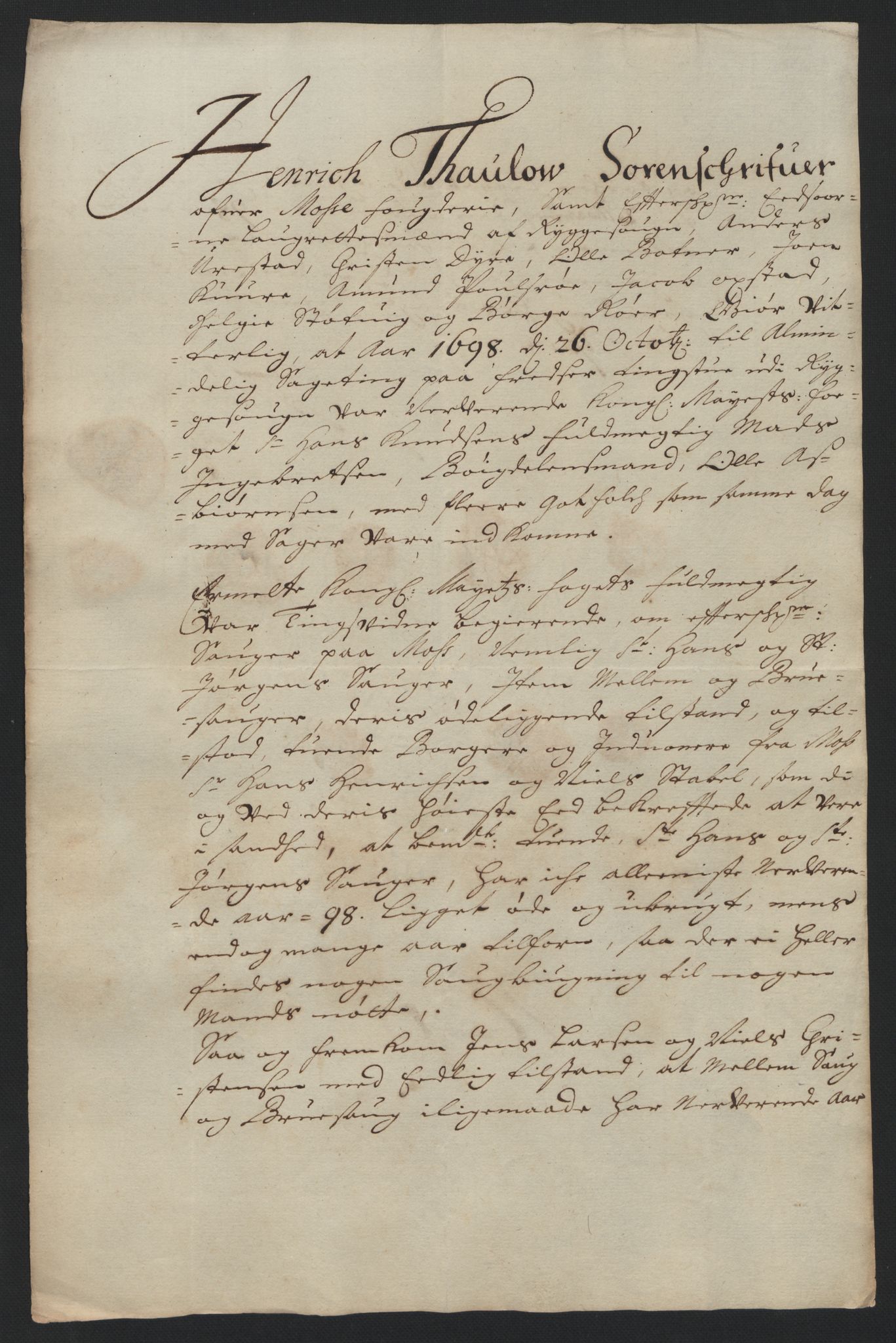 Rentekammeret inntil 1814, Reviderte regnskaper, Fogderegnskap, RA/EA-4092/R04/L0127: Fogderegnskap Moss, Onsøy, Tune, Veme og Åbygge, 1698, p. 128