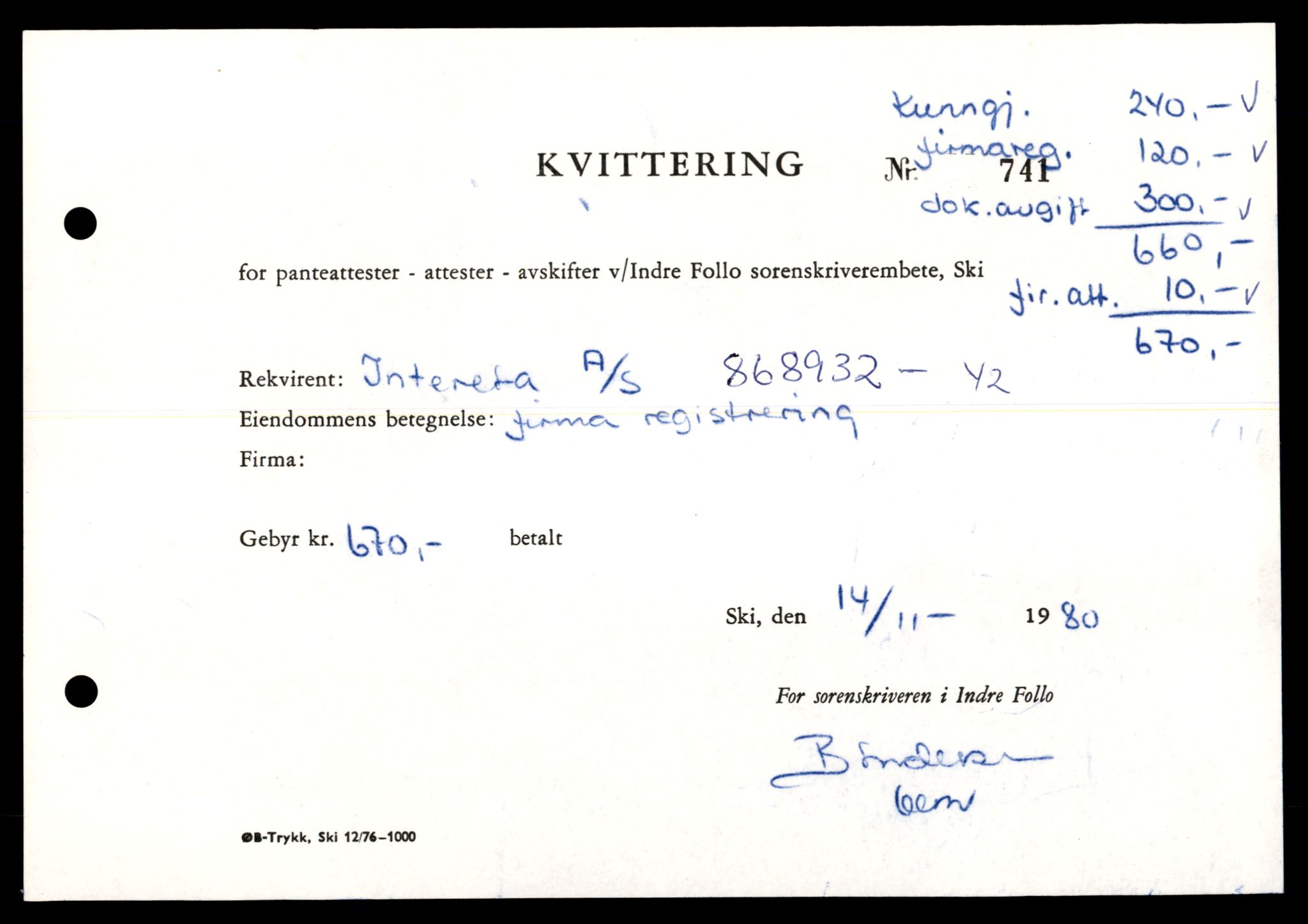 Indre Follo tingrett, AV/SAT-A-10086/K/Kb/Kbb/L0028: Aksjeselskap, Int - Jam, 1944-1990, p. 5