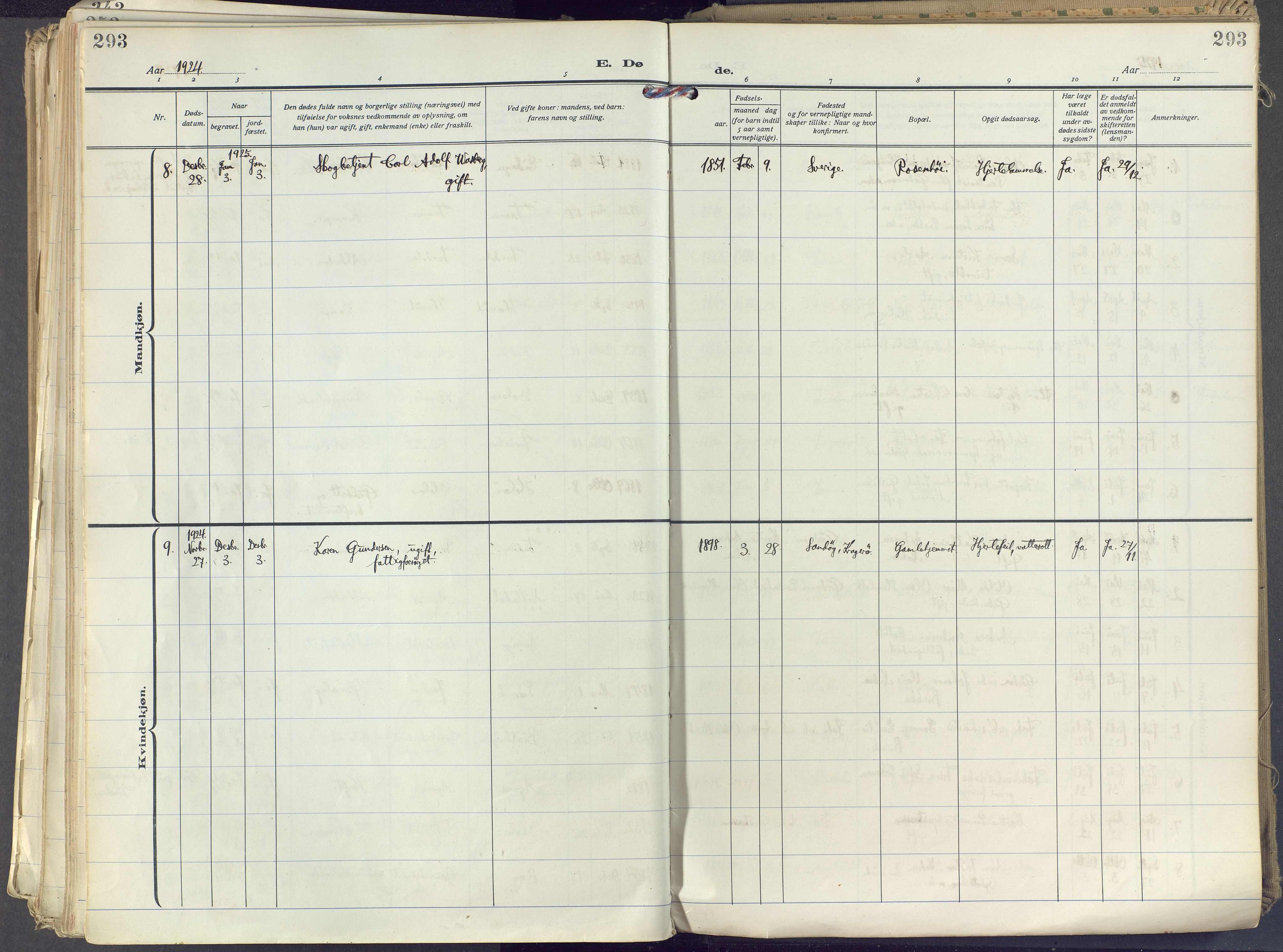 Brunlanes kirkebøker, AV/SAKO-A-342/F/Fc/L0004: Parish register (official) no. III 4, 1923-1943, p. 293