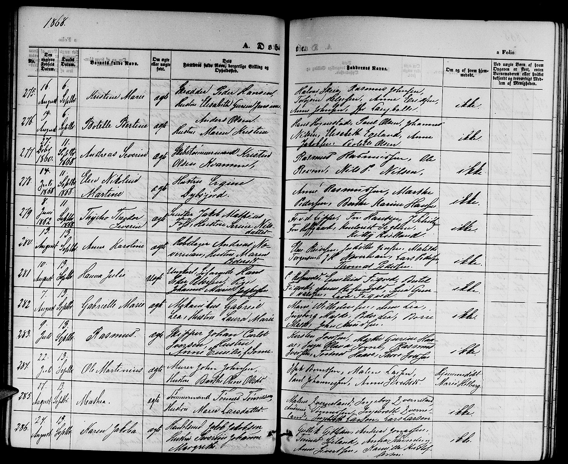 St. Petri sokneprestkontor, AV/SAST-A-101813/001/30/30BB/L0001: Parish register (copy) no. B 1, 1865-1878